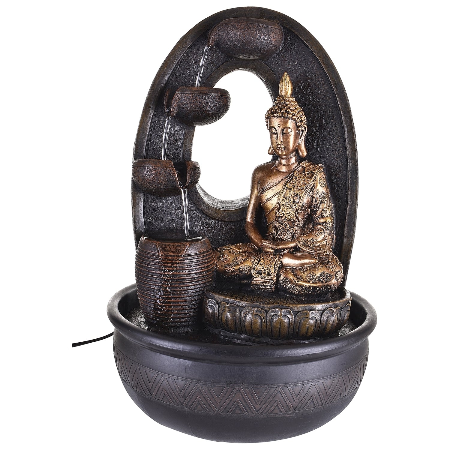 Golden Lord Buddha Water Fountain For Home 2