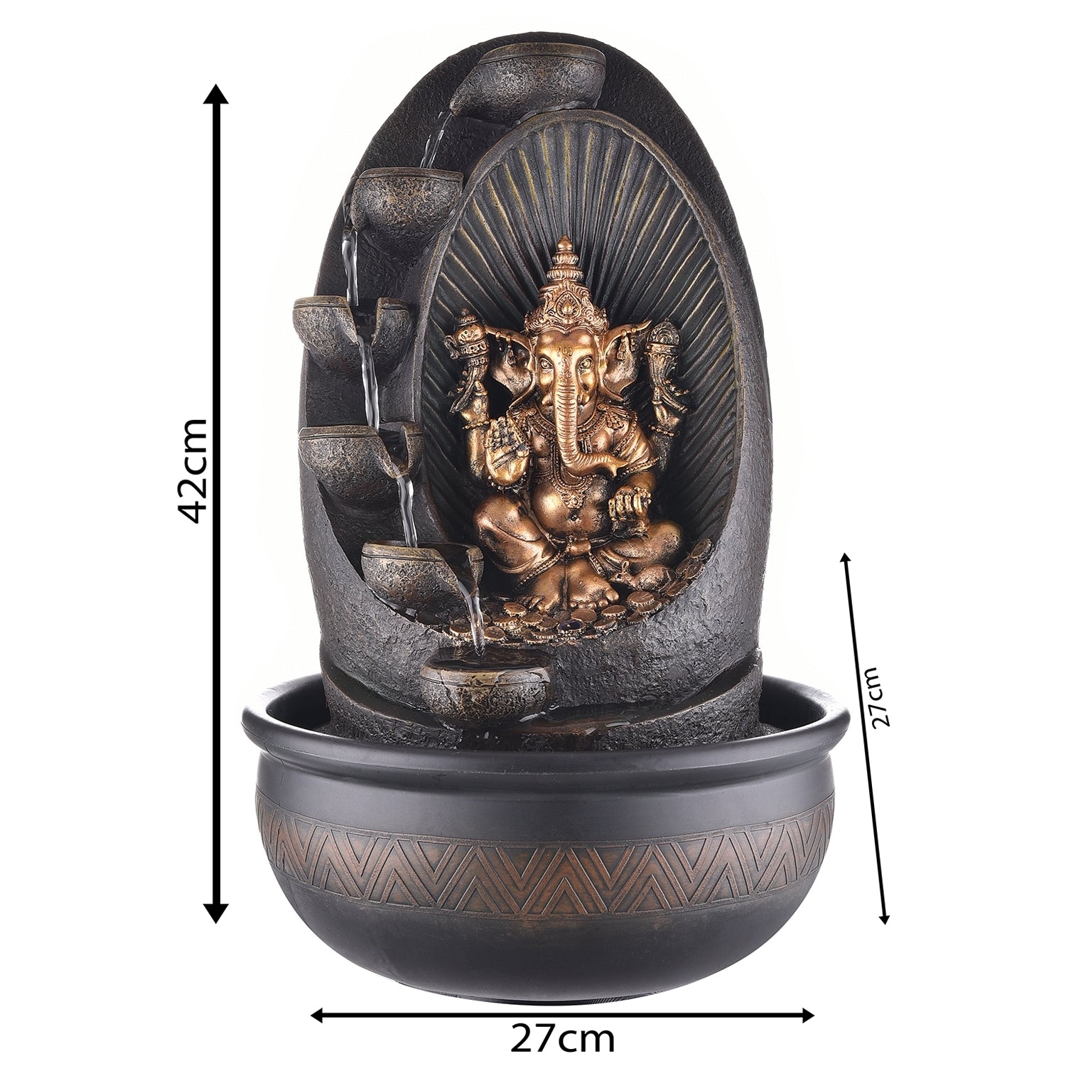 Oval Textured Lord Ganesha Water Fountain 1
