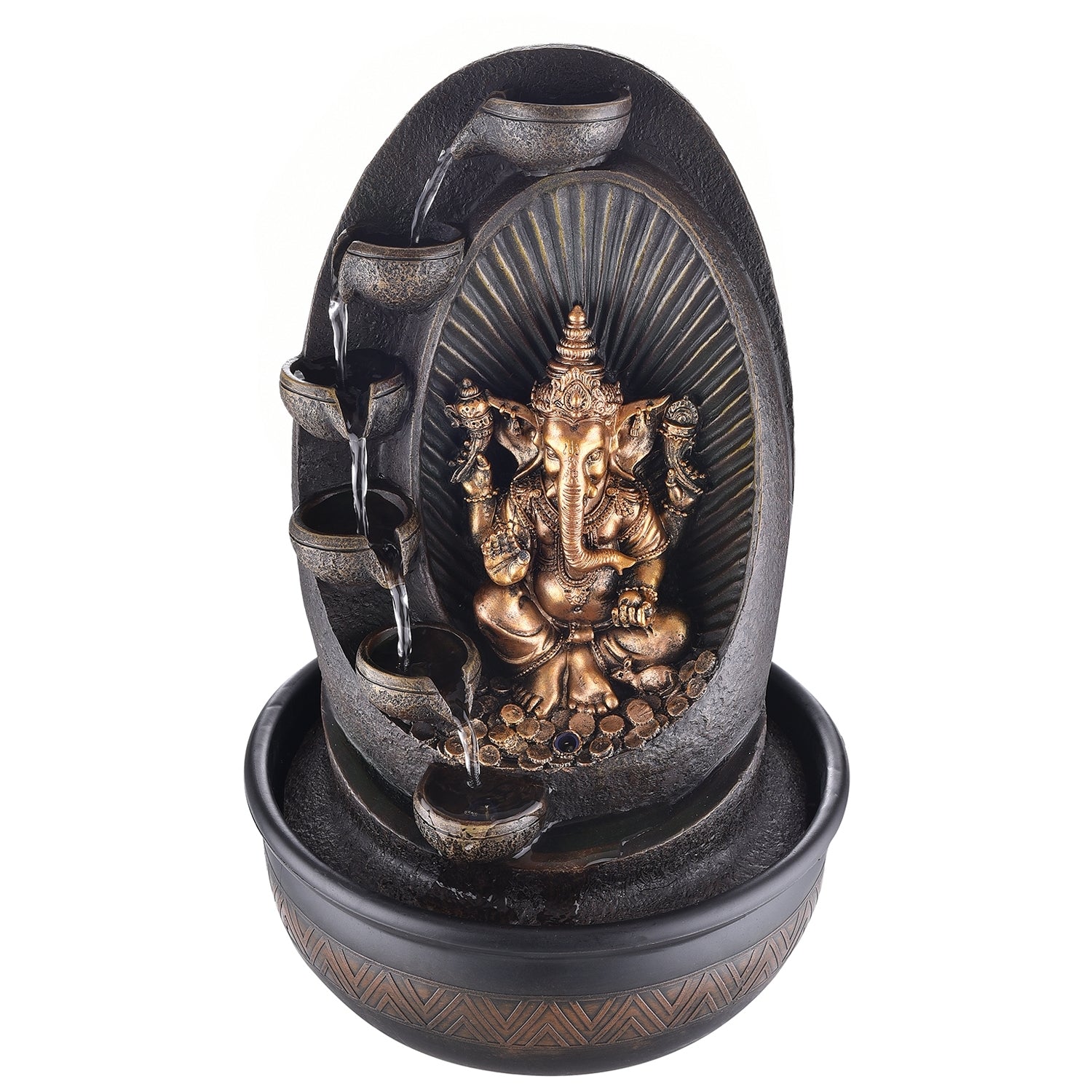 Oval Textured Lord Ganesha Water Fountain 2