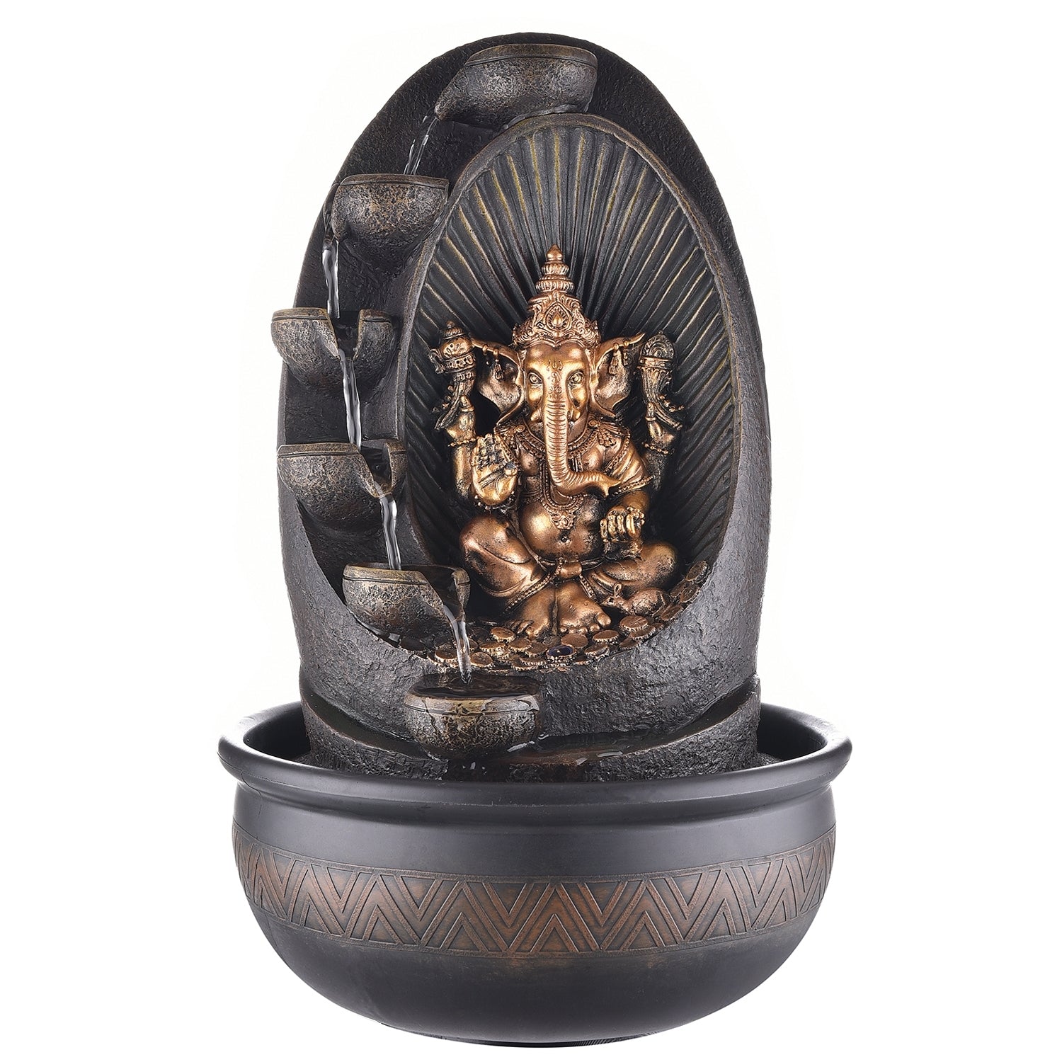 Oval Textured Lord Ganesha Water Fountain 4