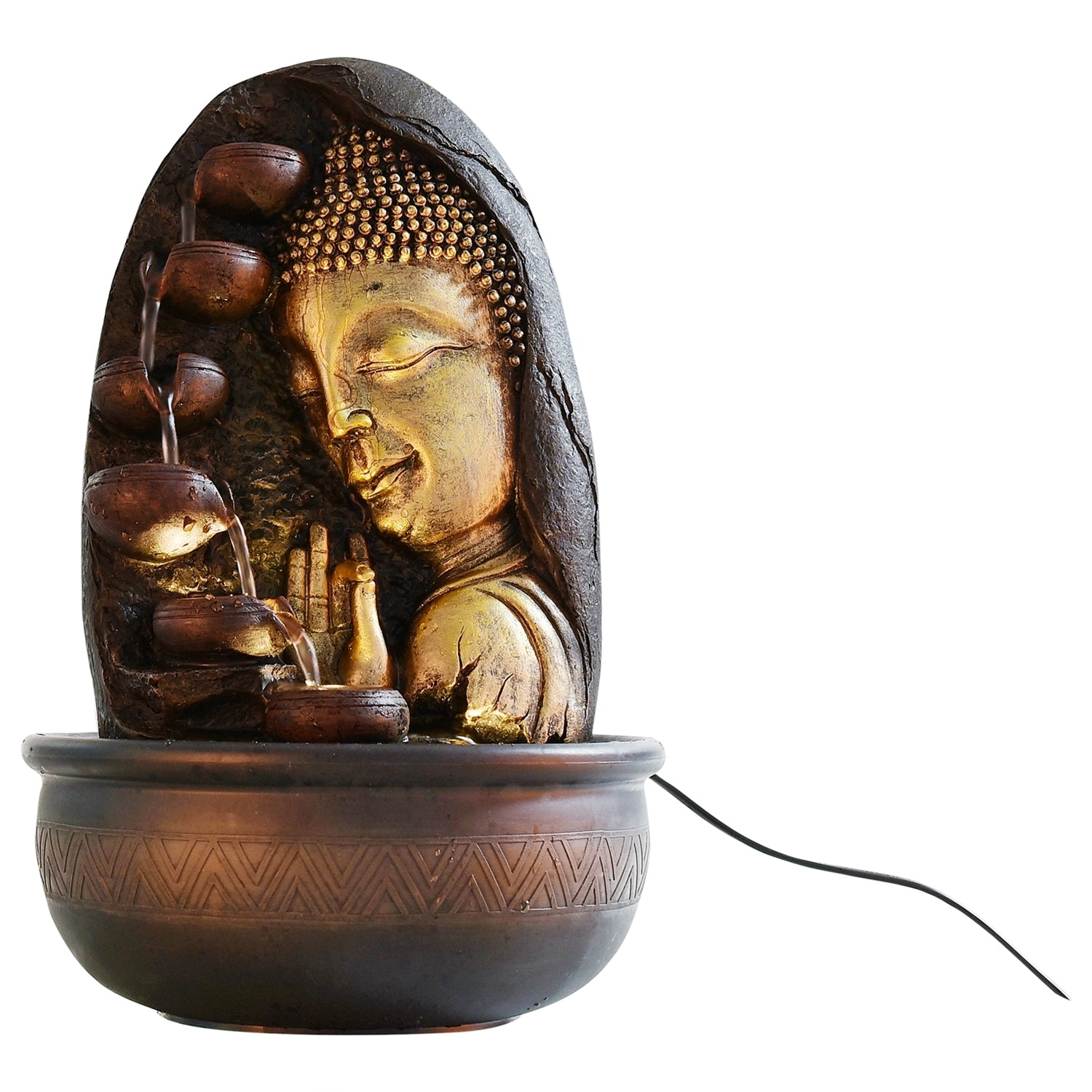 Oval Textured Lord Buddha Water Fountain