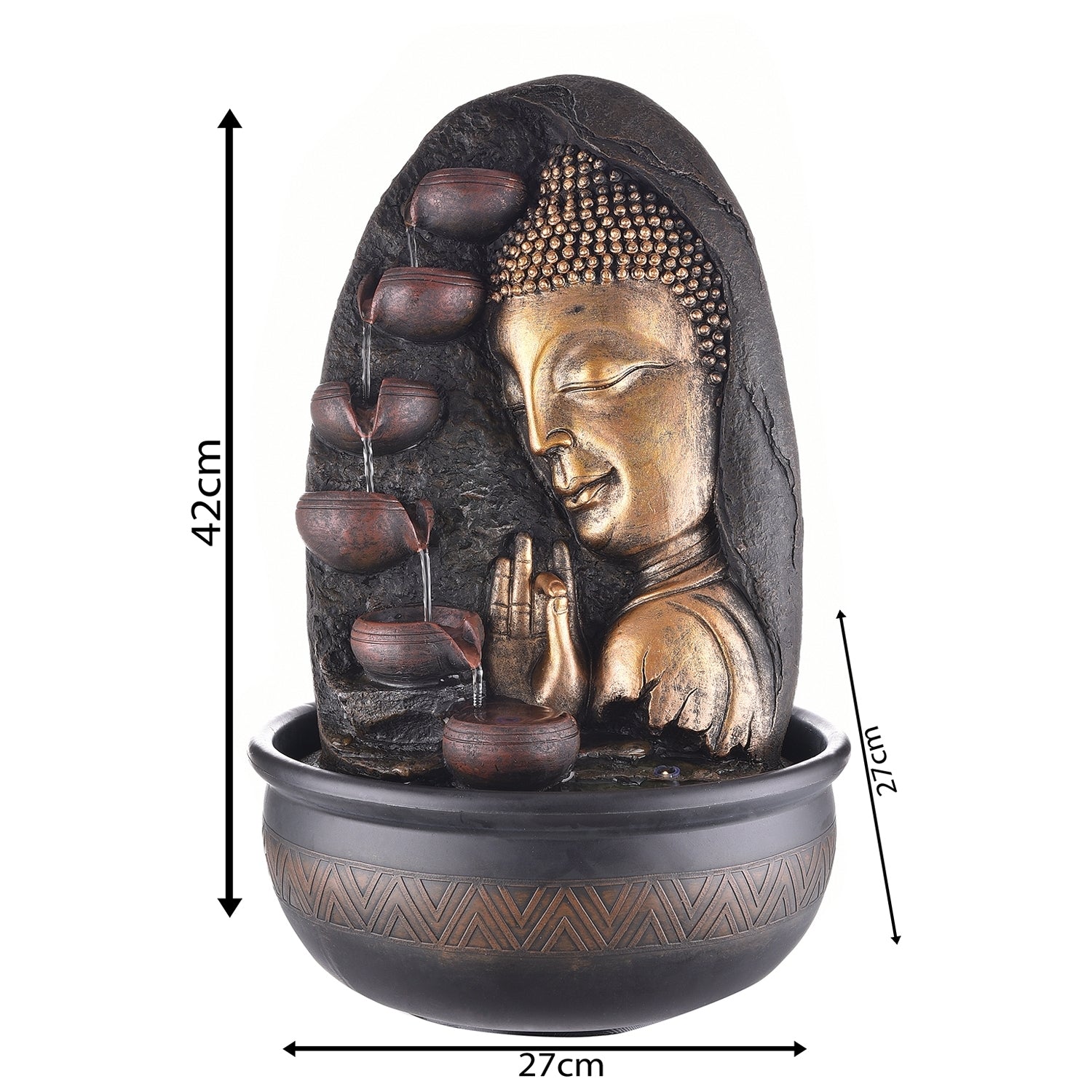 Oval Textured Lord Buddha Water Fountain 1