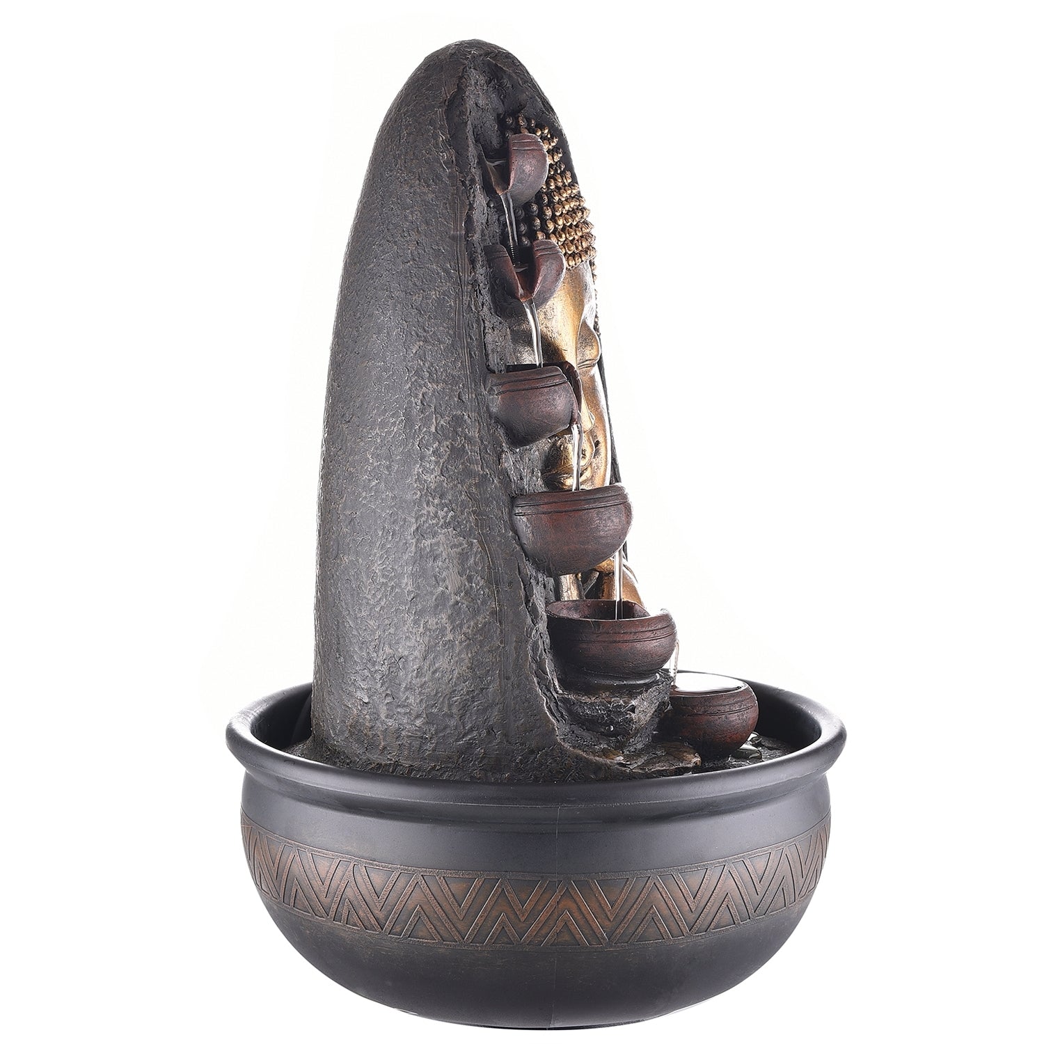 Oval Textured Lord Buddha Water Fountain 3