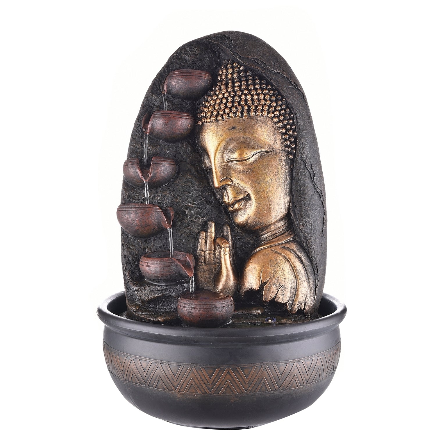 Oval Textured Lord Buddha Water Fountain - eCraftIndia Online