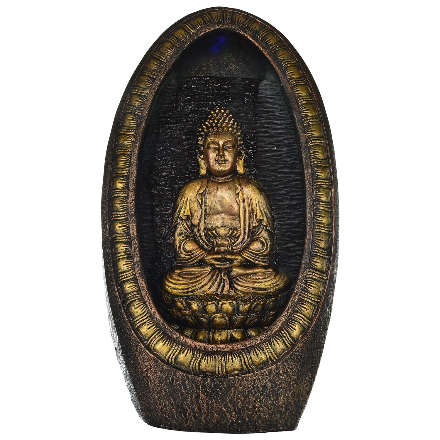 Polystone Golden Premium Decorative Buddha Statue Water Fountain for Home/Office/Indoor Decor