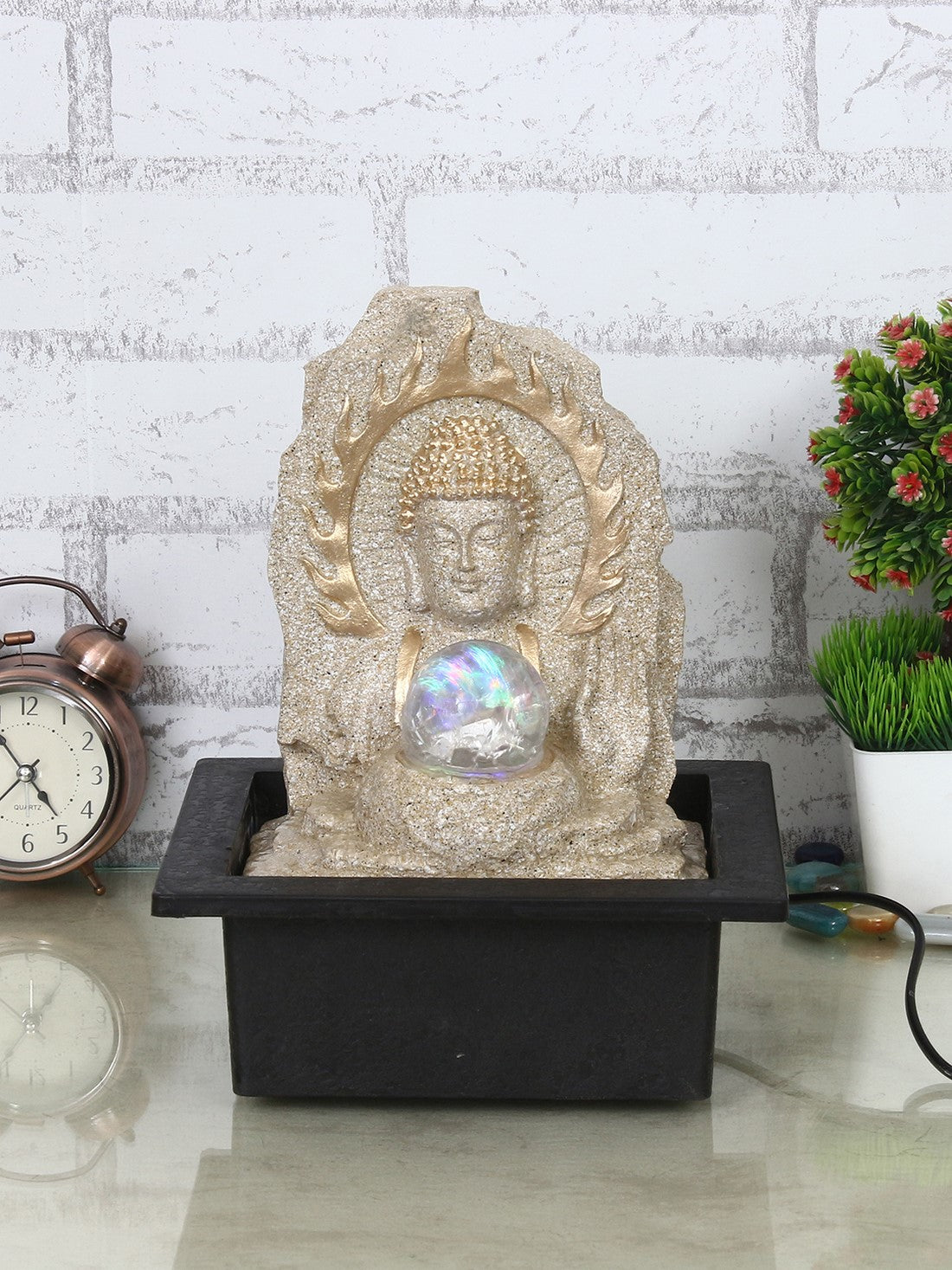 Decorative Buddha with Crystal Water Fountain