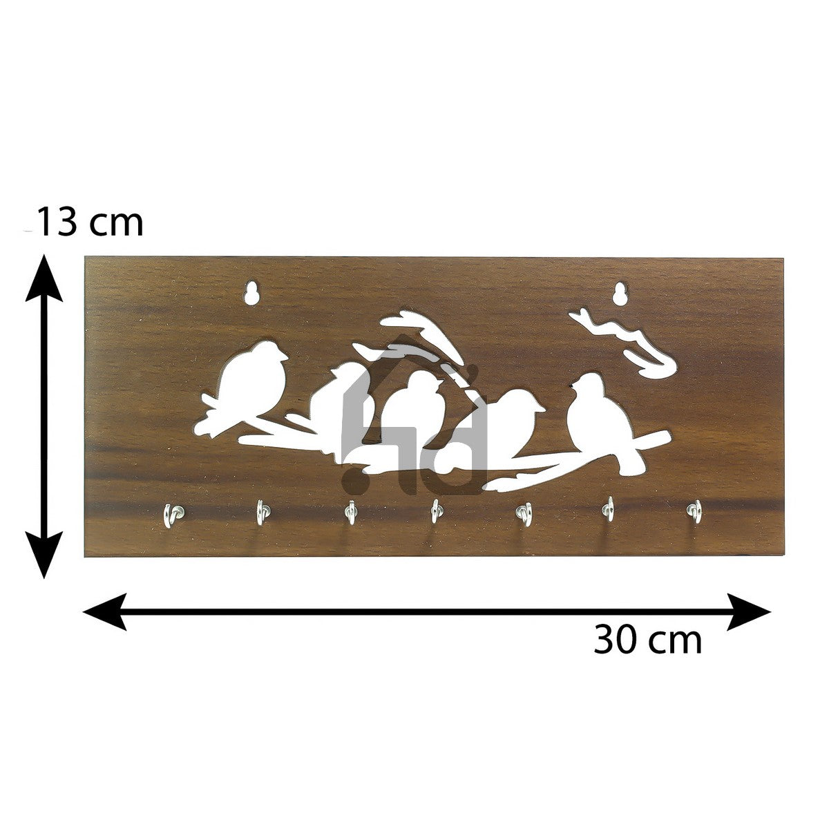 Brown Birds on Branches Theme Wooden Key Holder with 7 Hooks 2