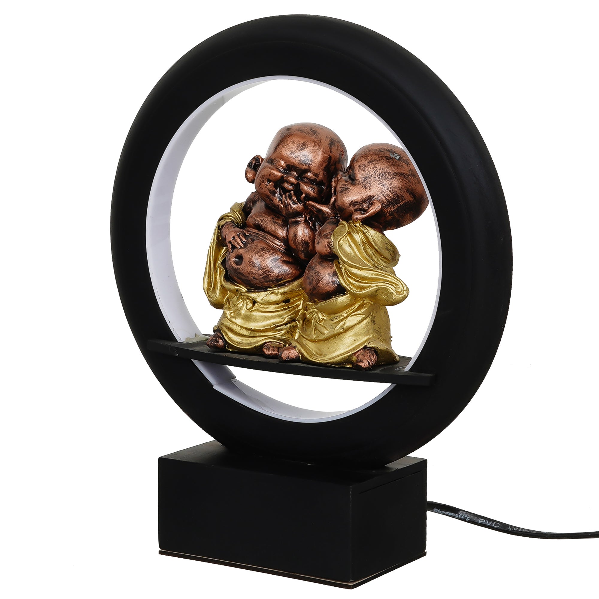 2 Laughing Buddha Monk Decorative Circular Night Lamp 6