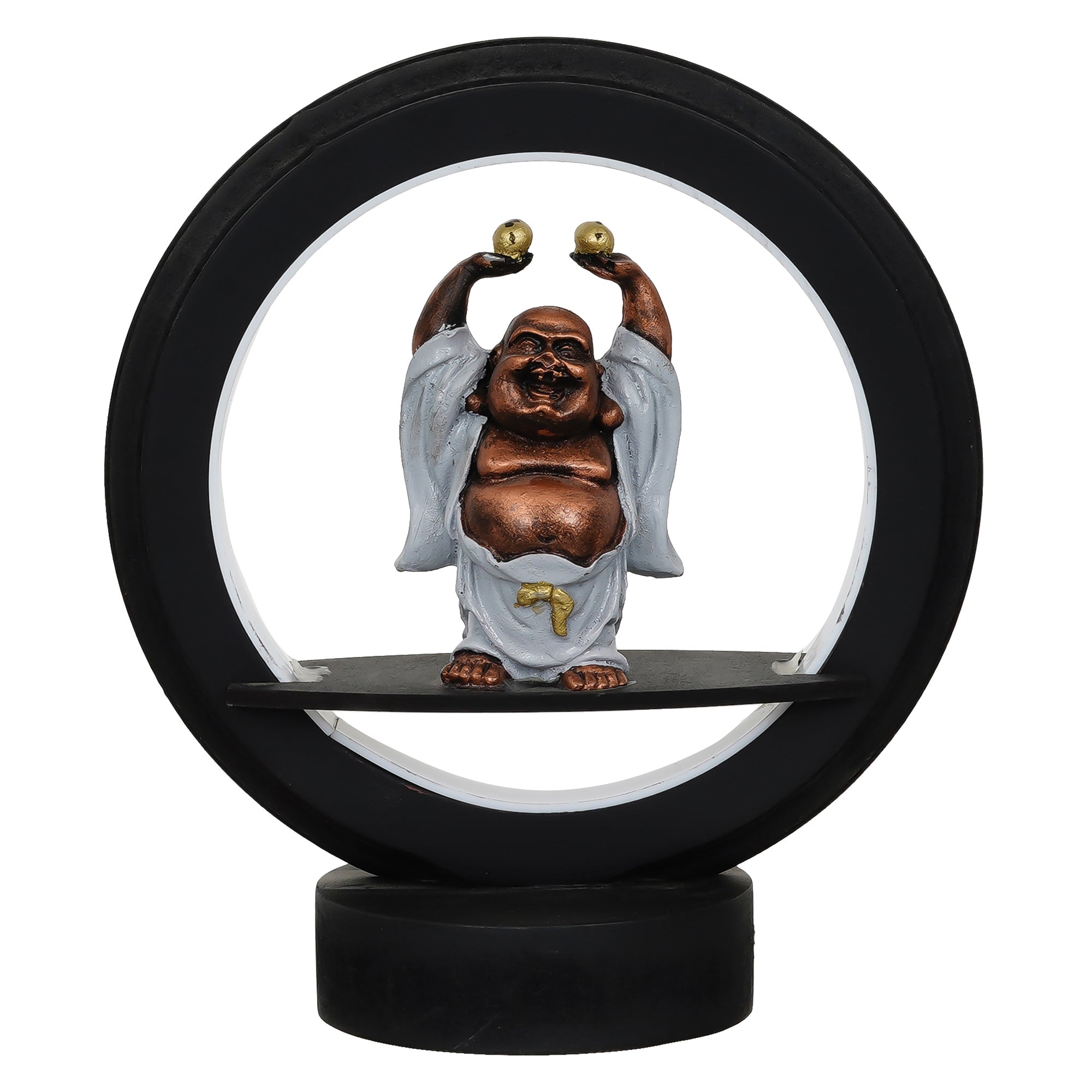 Standing Laughing Buddha Monk Decorative Circular Night Lamp 3