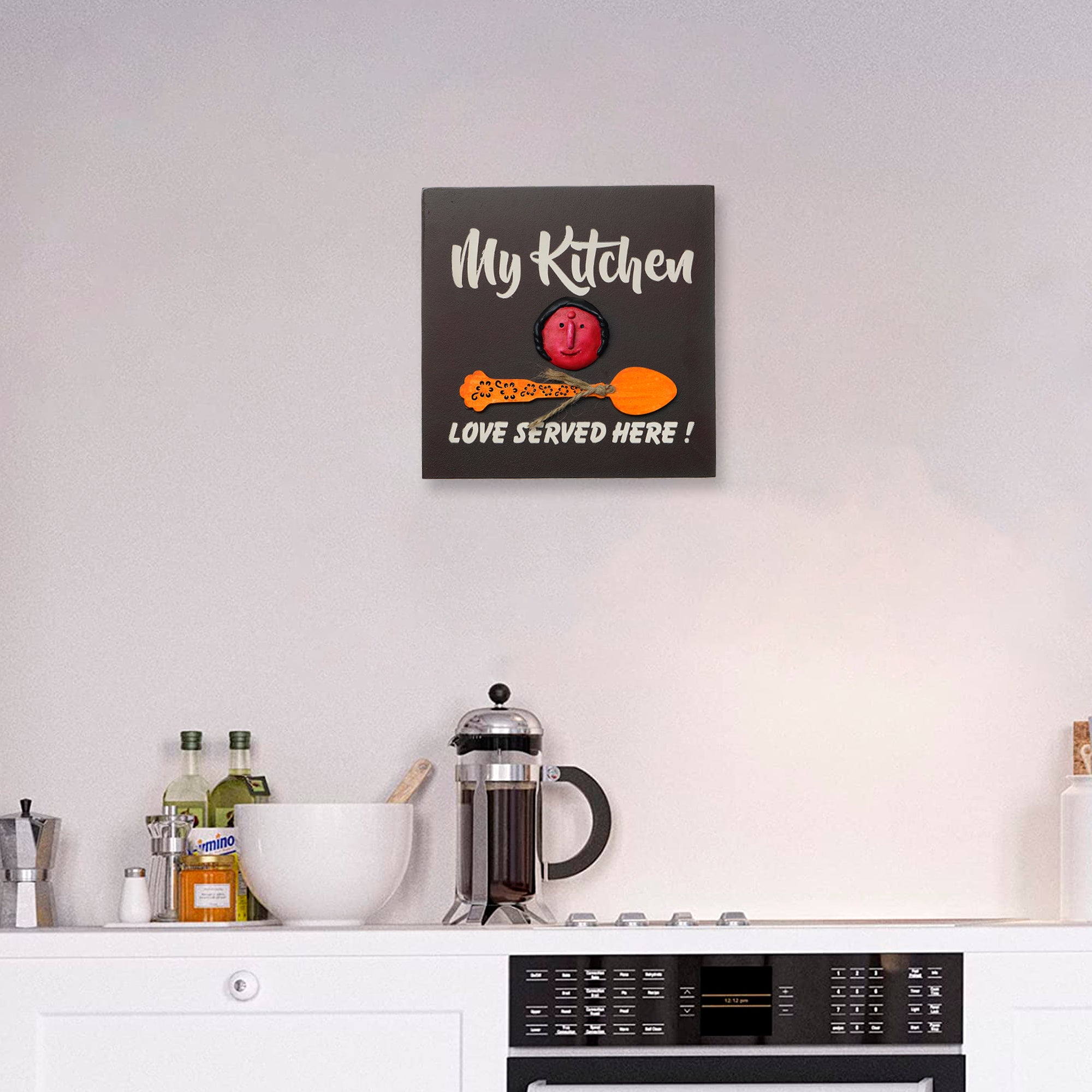 "My Kitchen, Love Served Here!" Mother's Love Theme Decorative Wooden Wall Hanging
