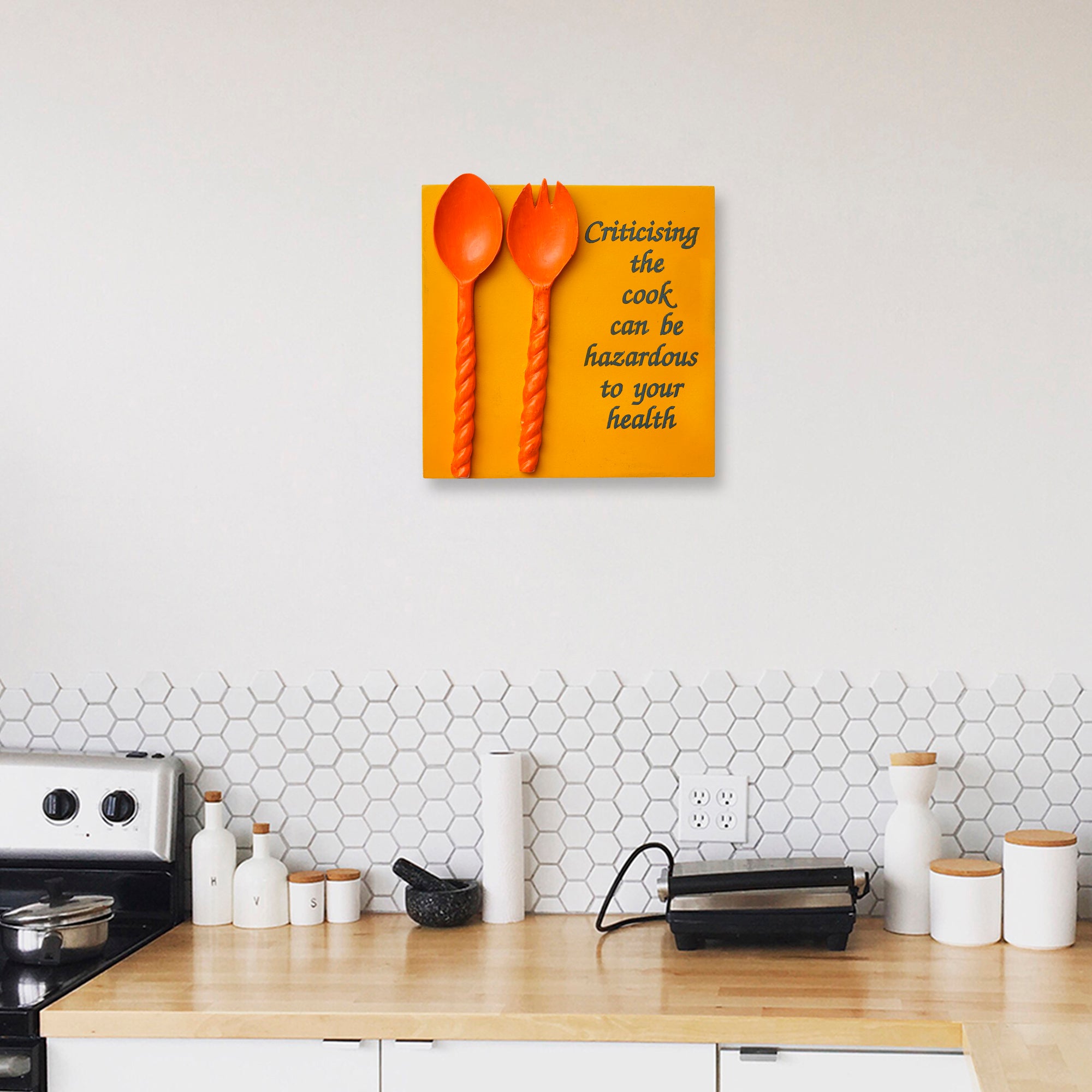 "Criticising the cook can be hazardous to your health" Kitchen Theme Decorative Wooden Wall Hanging