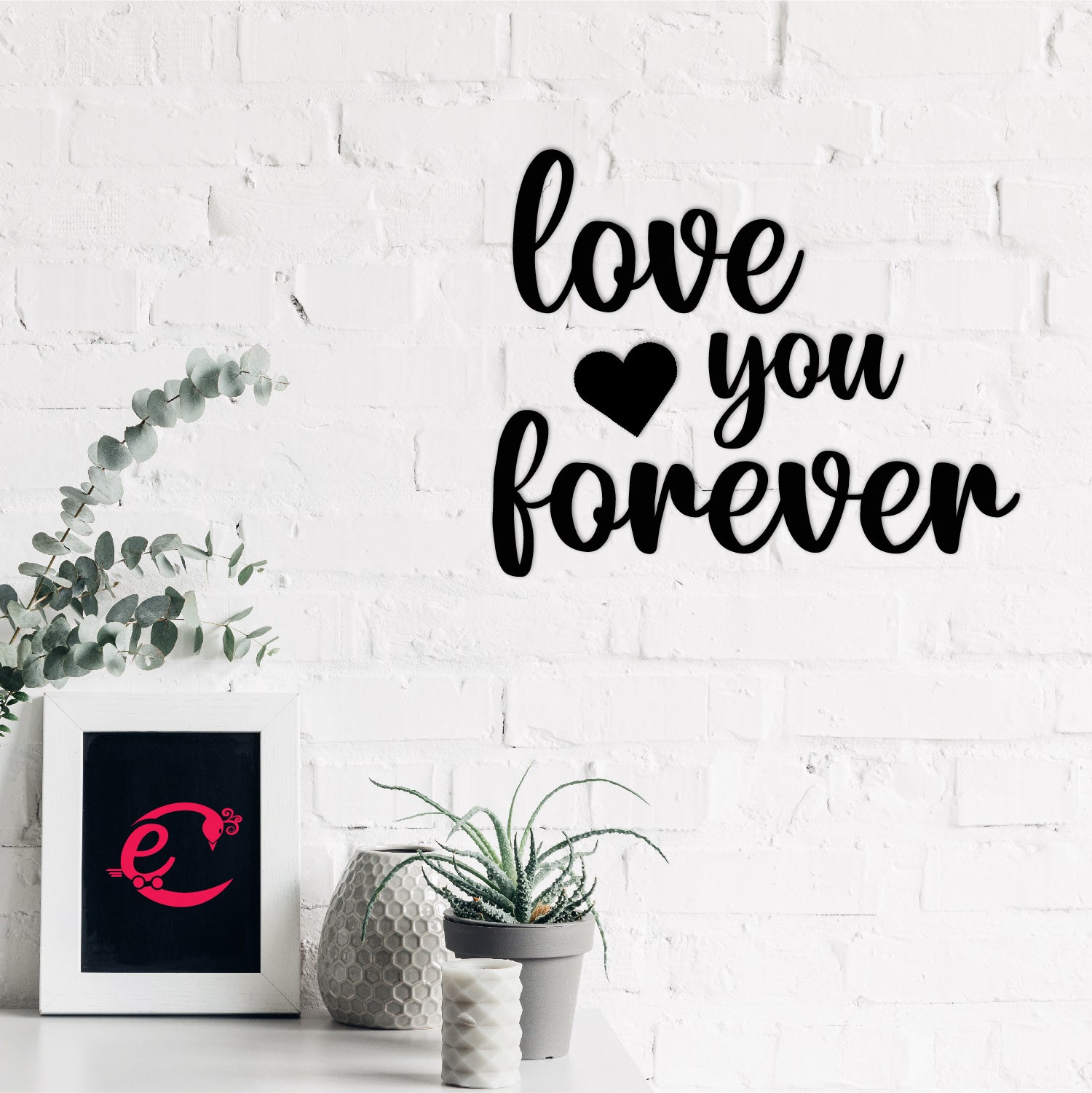 Love You Forever Black Engineered Wood Wall Art Cutout, Ready To Hang Home Decor 3