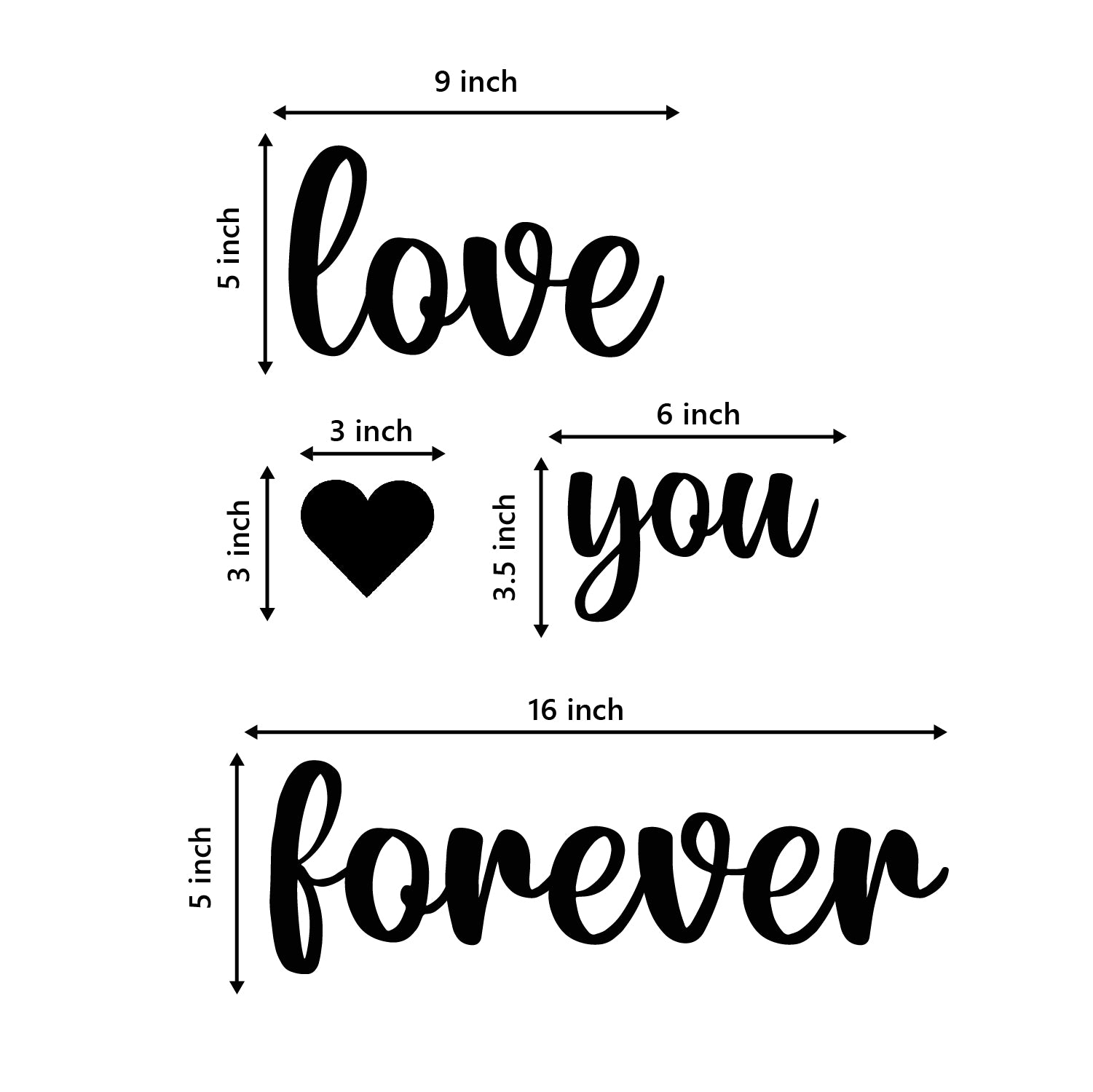 Love You Forever Black Engineered Wood Wall Art Cutout, Ready To Hang Home Decor 2