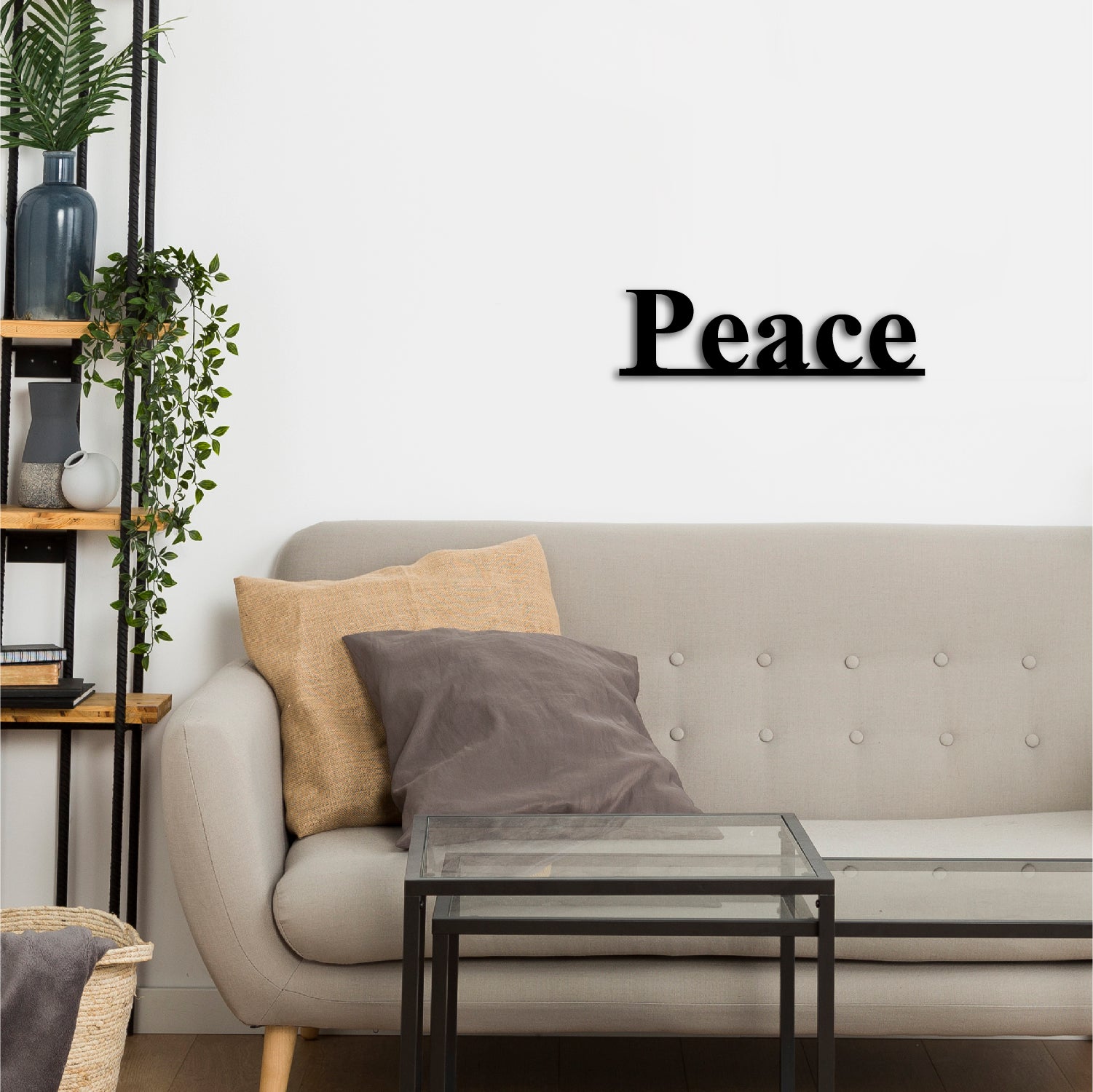 "Peace" Black Engineered Wood Wall Art Cutout, Ready to Hang Home Decor 4