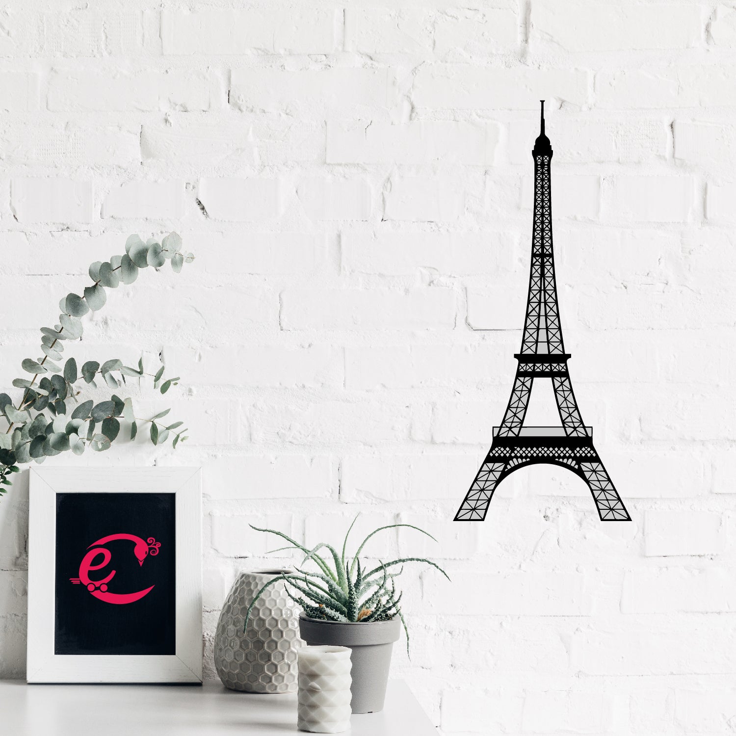 "Eiffel Tower" Black Engineered Wood Wall Art Cutout, Ready to Hang Home Decor 3
