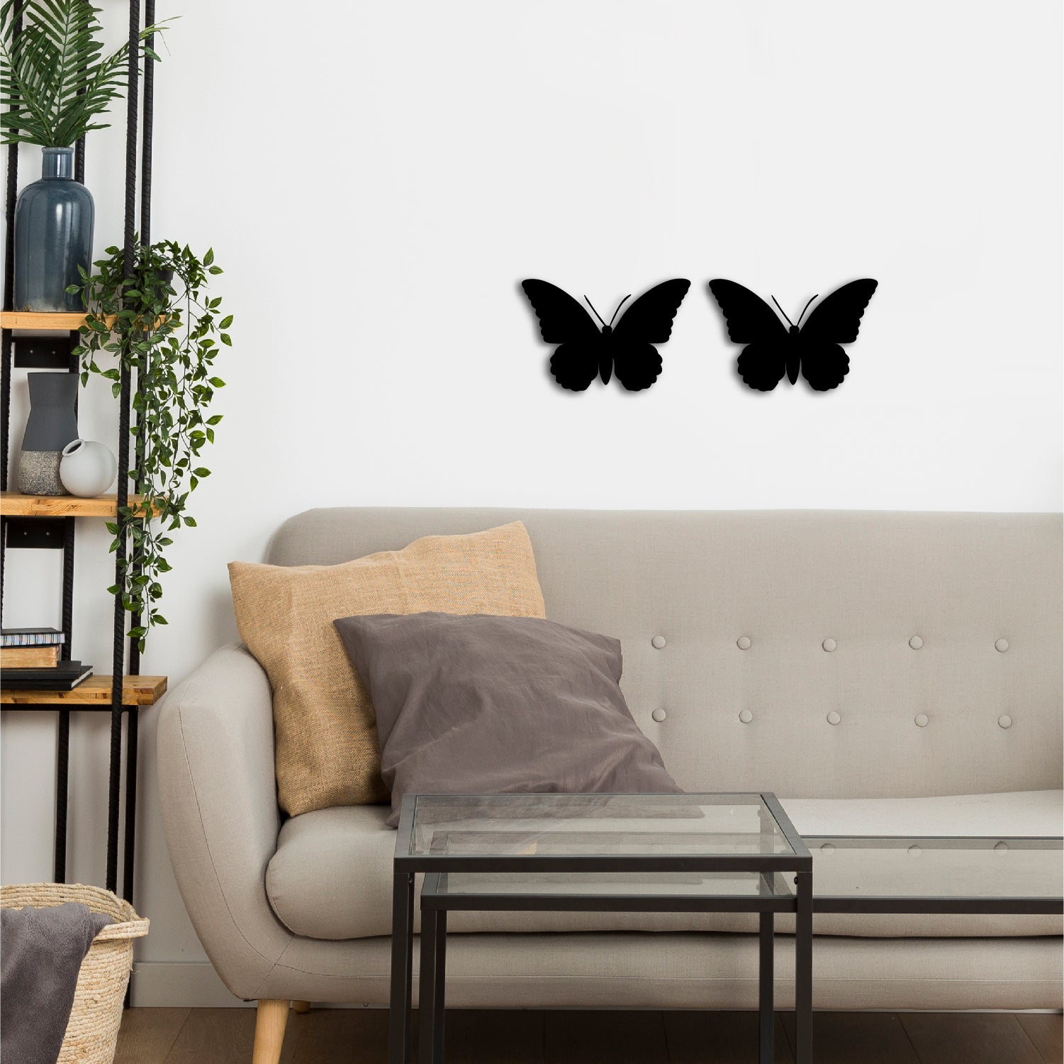 Set of 2 "Butterflies" Black Engineered Wood Wall Art Cutout, Ready to Hang Home Decor 4