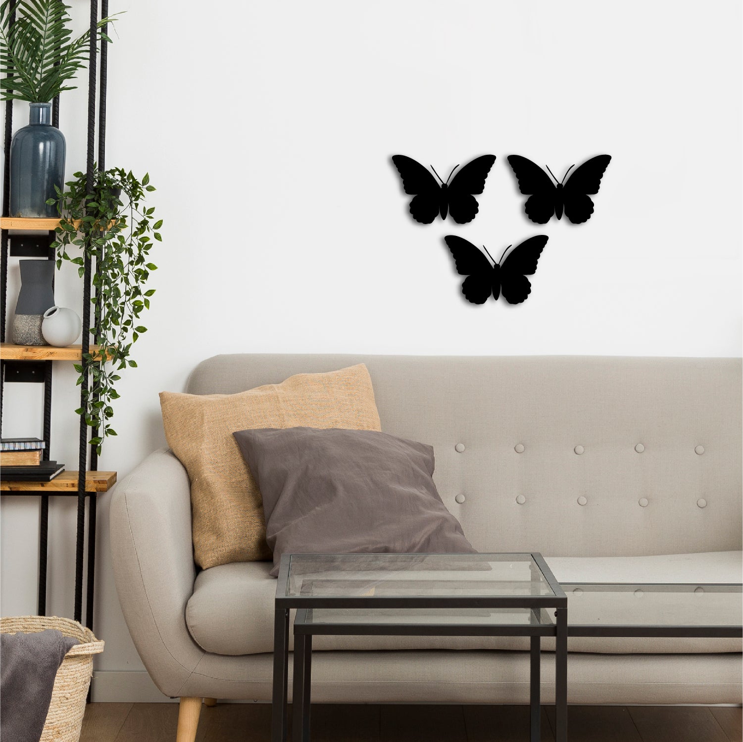 Set of 3 "Butterflies" Black Engineered Wood Wall Art Cutout, Ready to Hang Home Decor 4