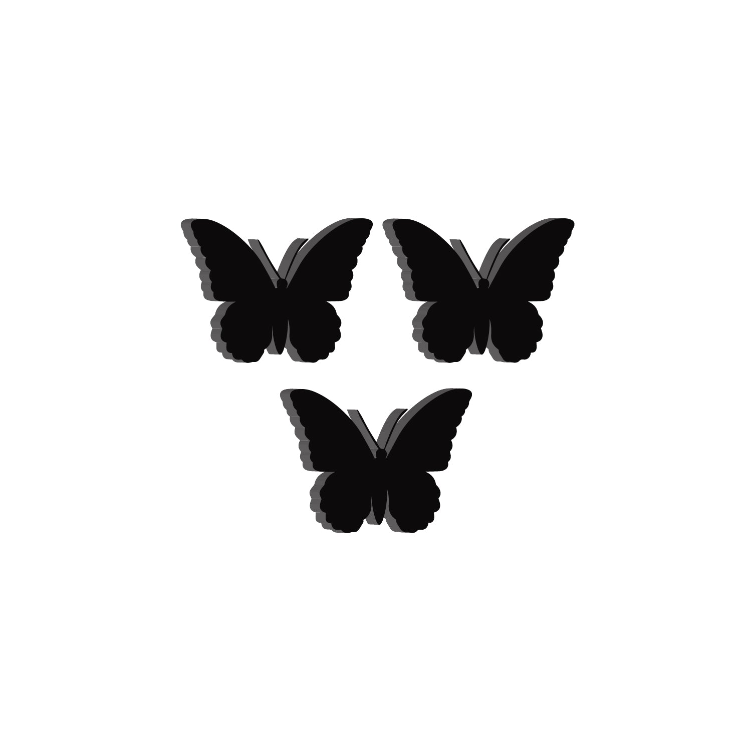 Set of 3 "Butterflies" Black Engineered Wood Wall Art Cutout, Ready to Hang Home Decor 1