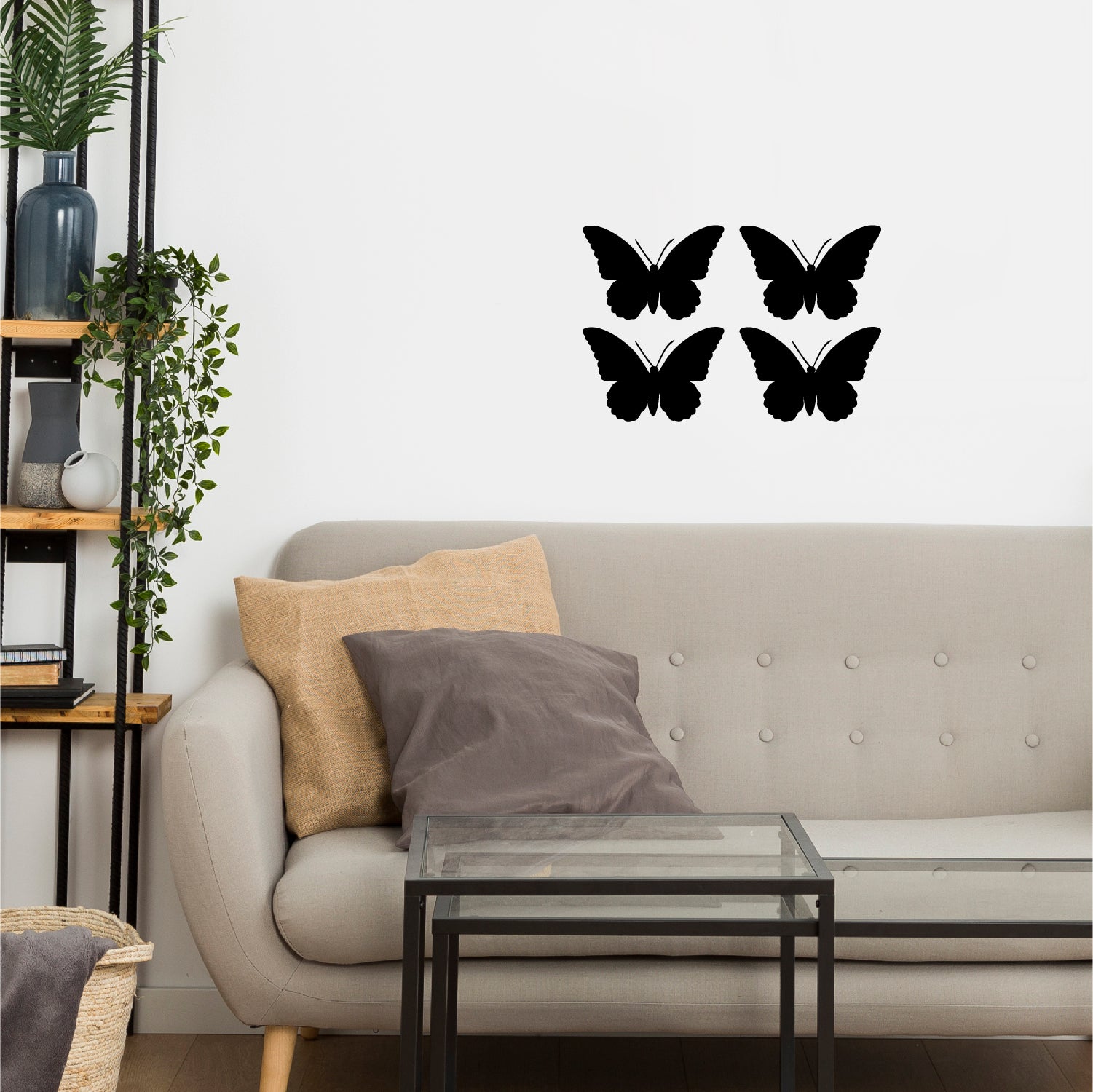 Set Of 4 "Butterflies" Black Engineered Wood Wall Art Cutouts, Ready To Hang Home Decor 4