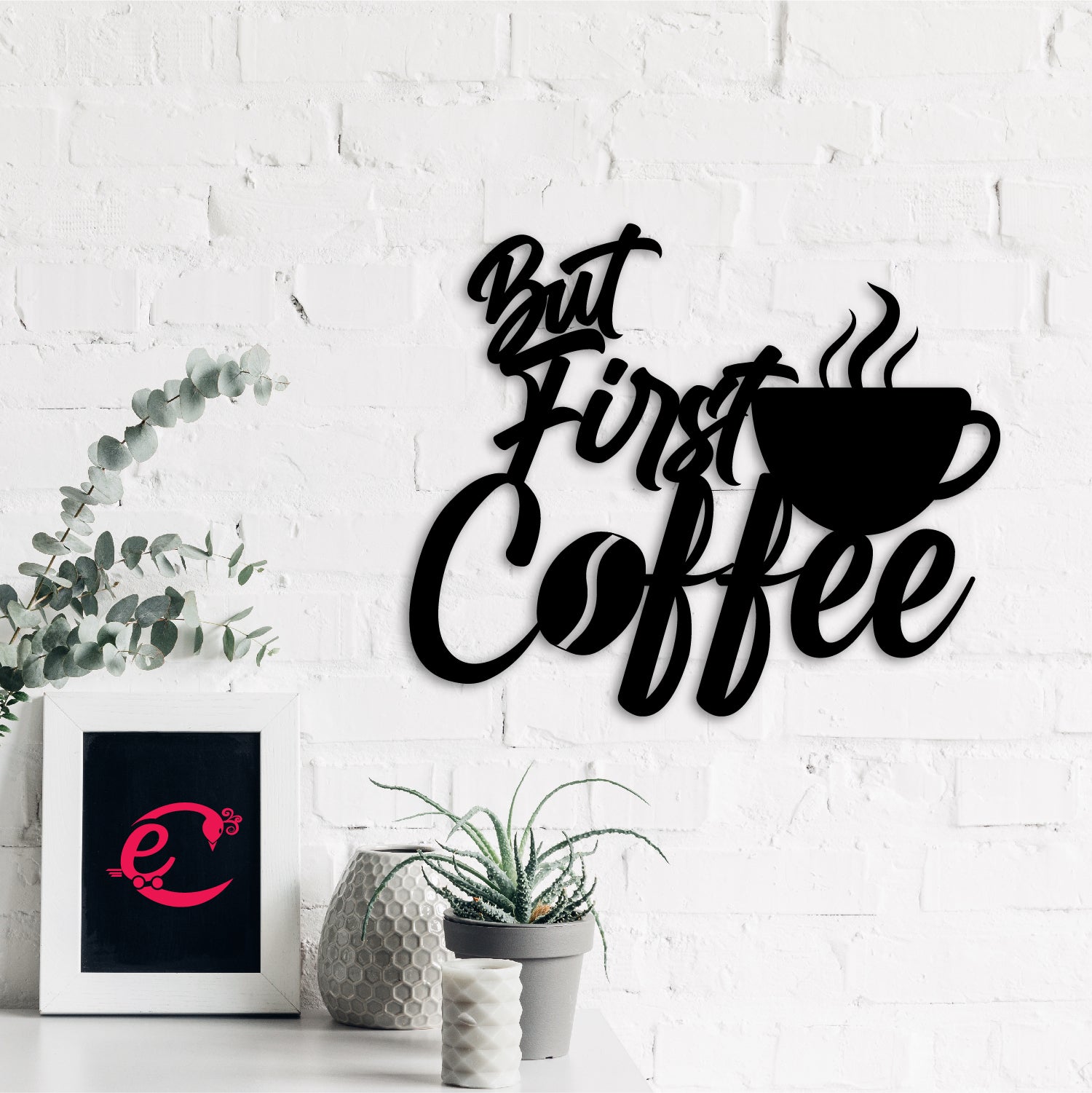 But First Coffee With Mugblack Engineered Wood Wall Art Cutout, Ready To Hang Home Decor 3