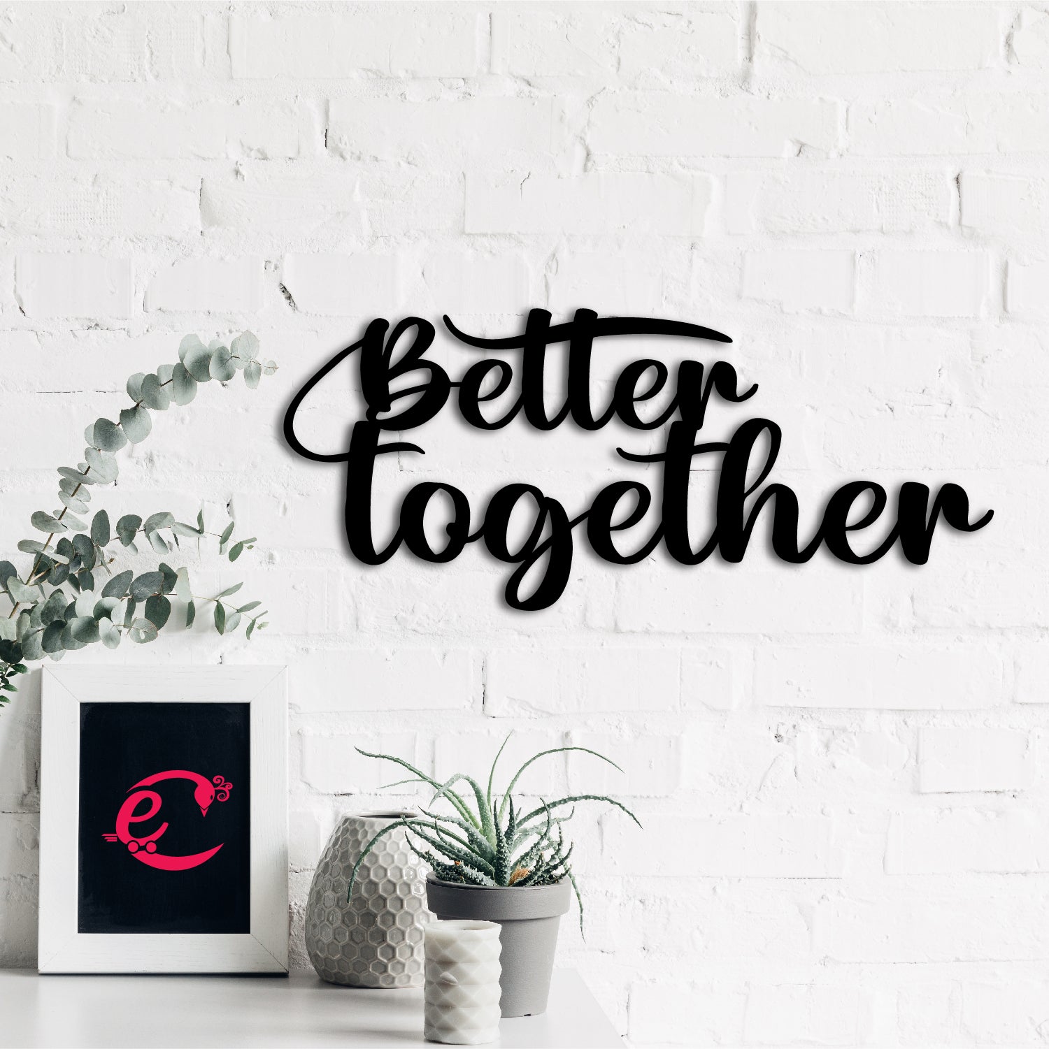 Better Together Black Engineered Wood Wall Art Cutout, Ready To Hang Home Decor 3