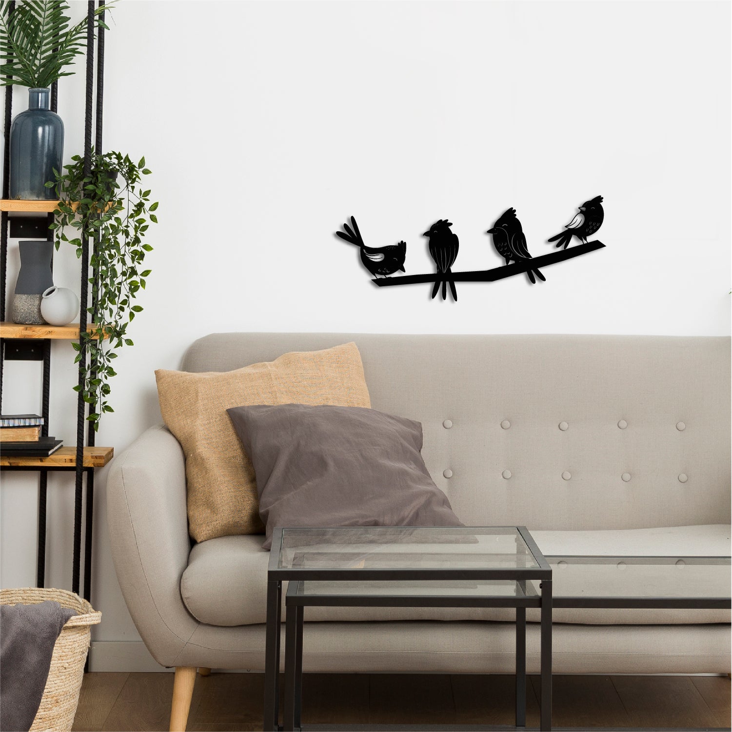 Birds On A Branch Black Engineered Wood Wall Art Cutout, Ready To Hang Home Decor 4