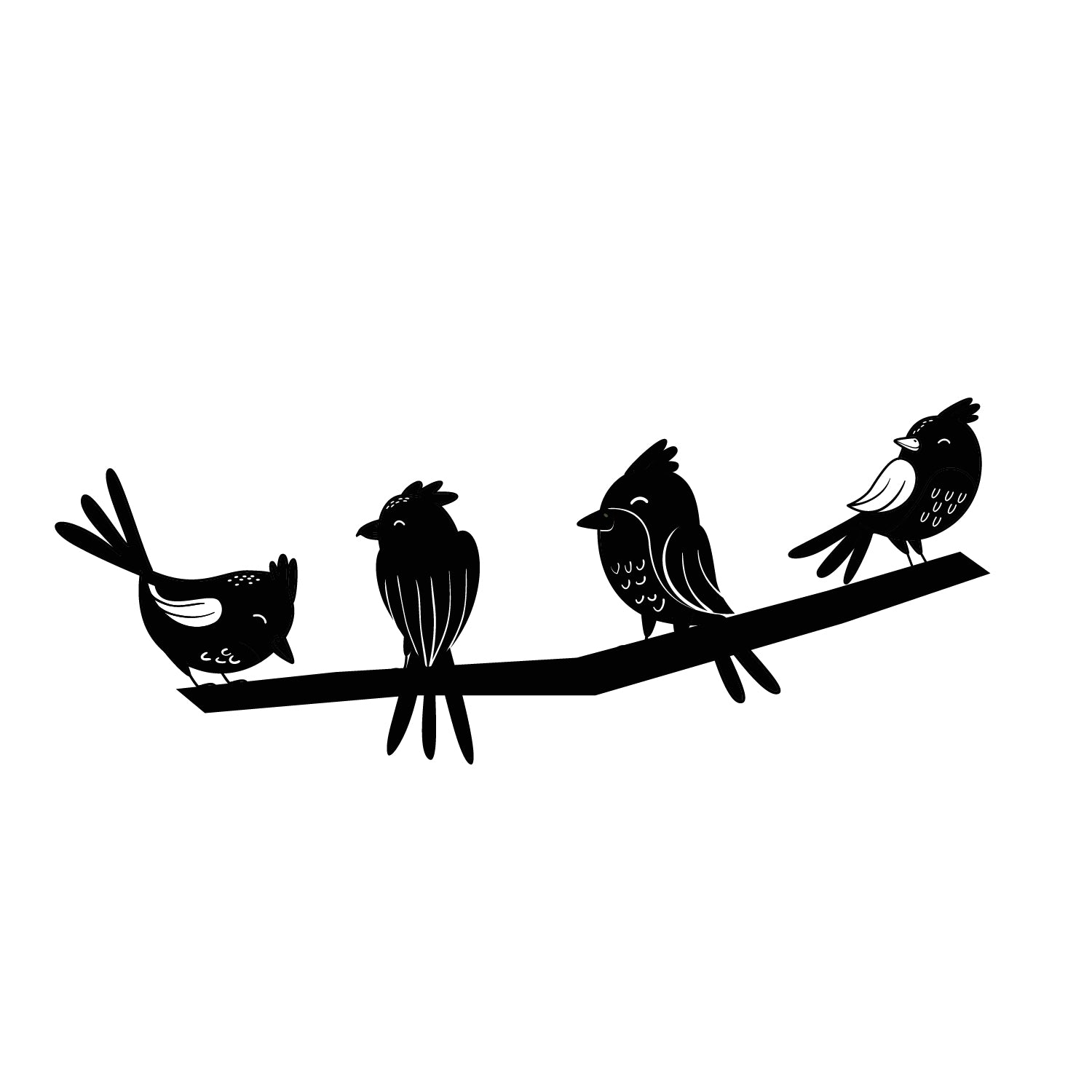 Birds On A Branch Black Engineered Wood Wall Art Cutout, Ready To Hang Home Decor