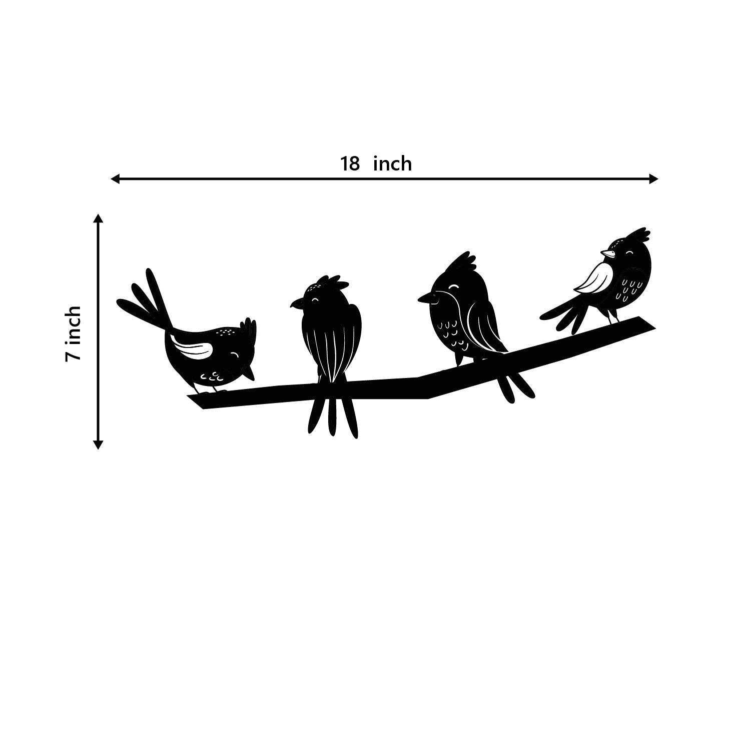 Birds On A Branch Black Engineered Wood Wall Art Cutout, Ready To Hang Home Decor 2
