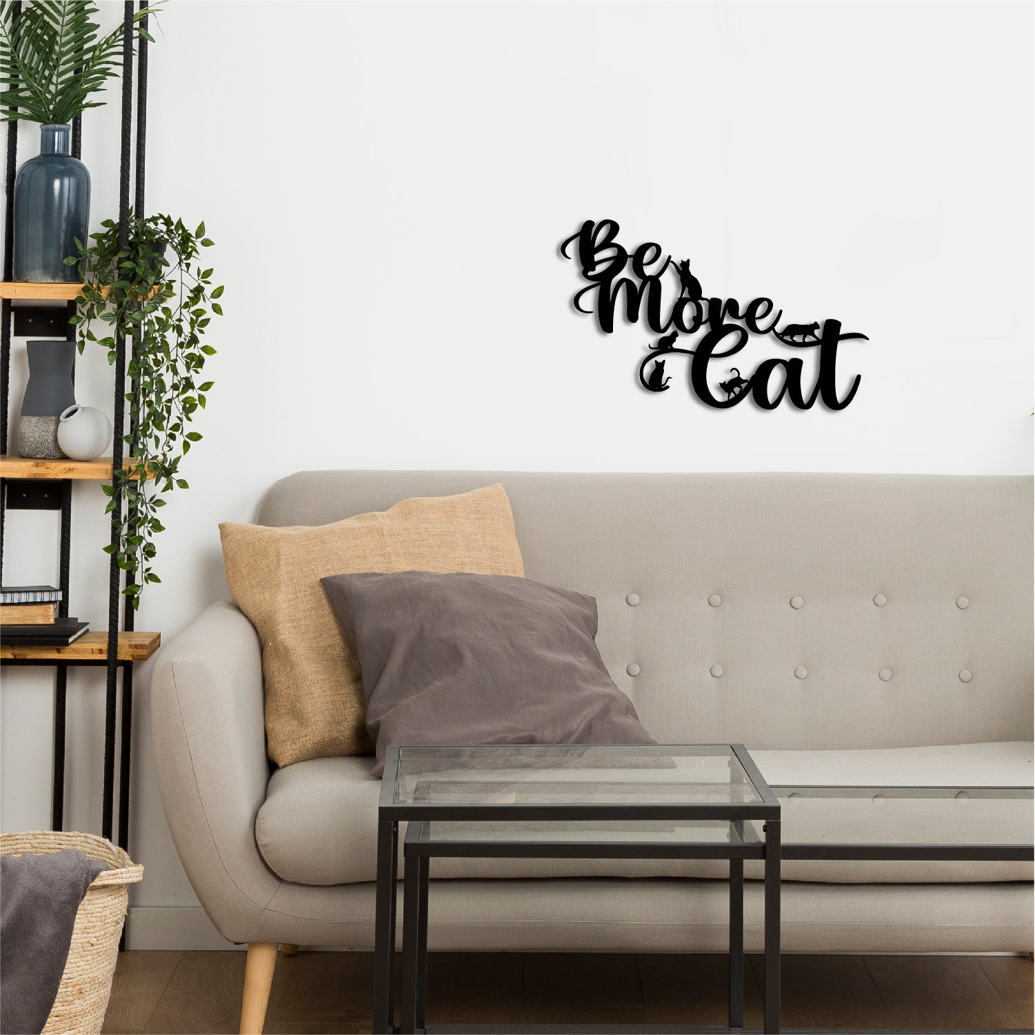 "Be More Cat" Black Engineered Wood Wall Art Cutout, Ready to Hang Home Decor 4