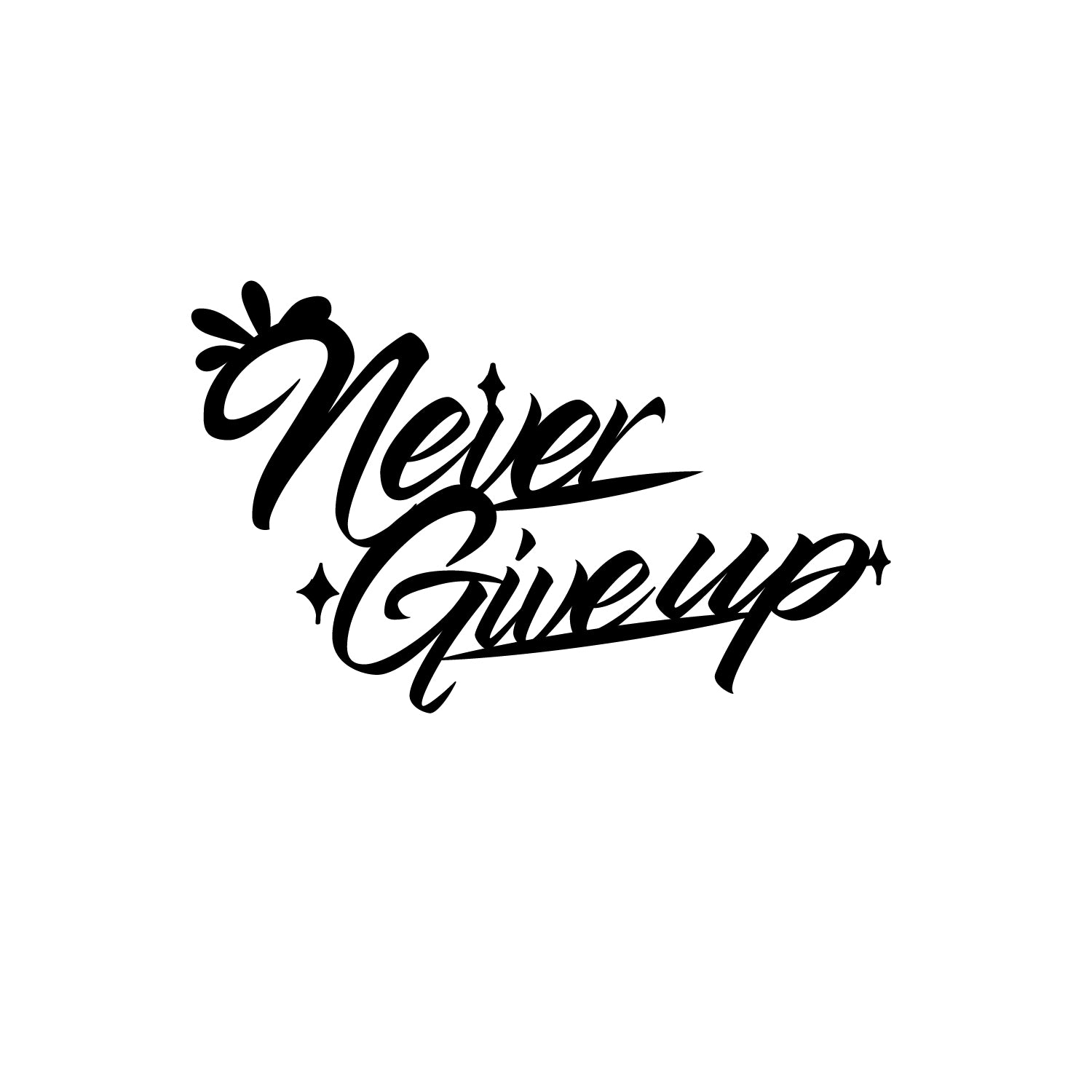 Never Give Up Black Engineered Wood Wall Art Cutout, Ready To Hang Home Decor