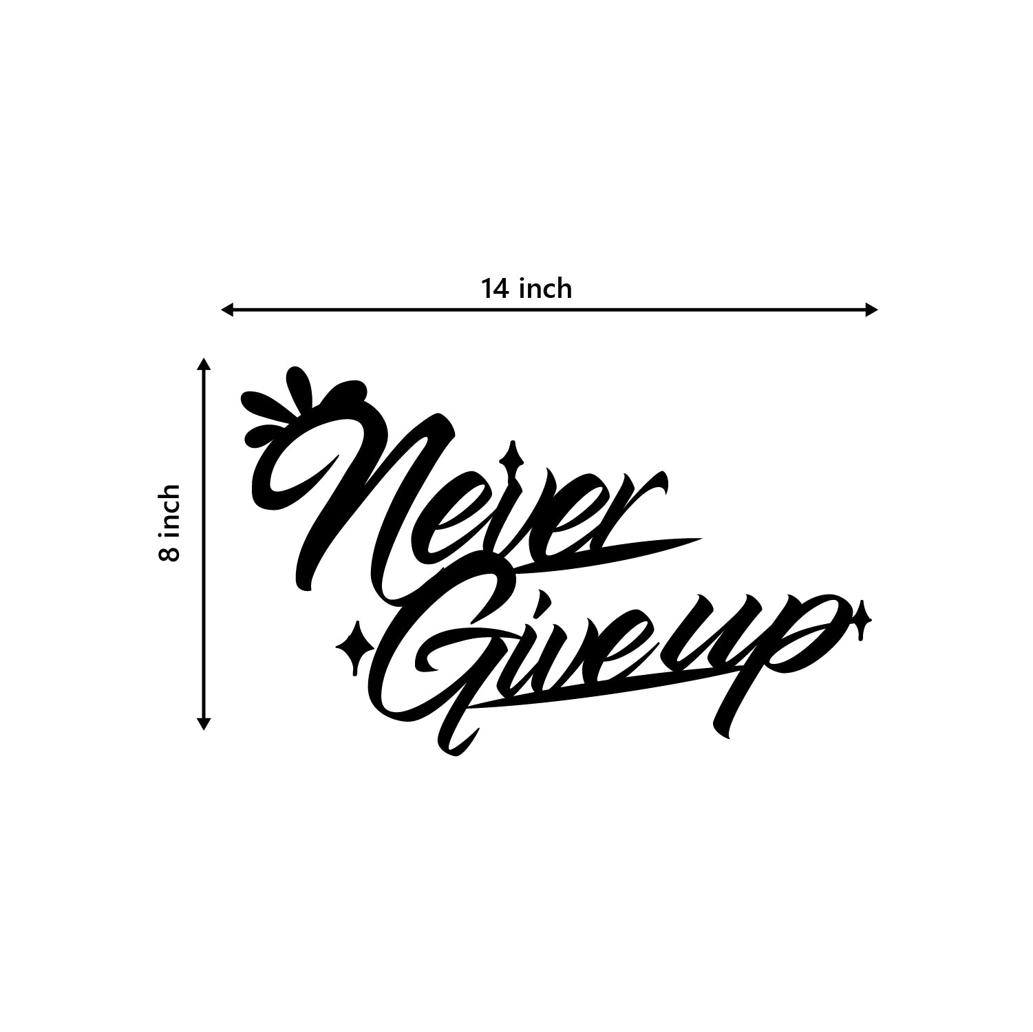 Never Give Up Black Engineered Wood Wall Art Cutout, Ready To Hang Home Decor 2