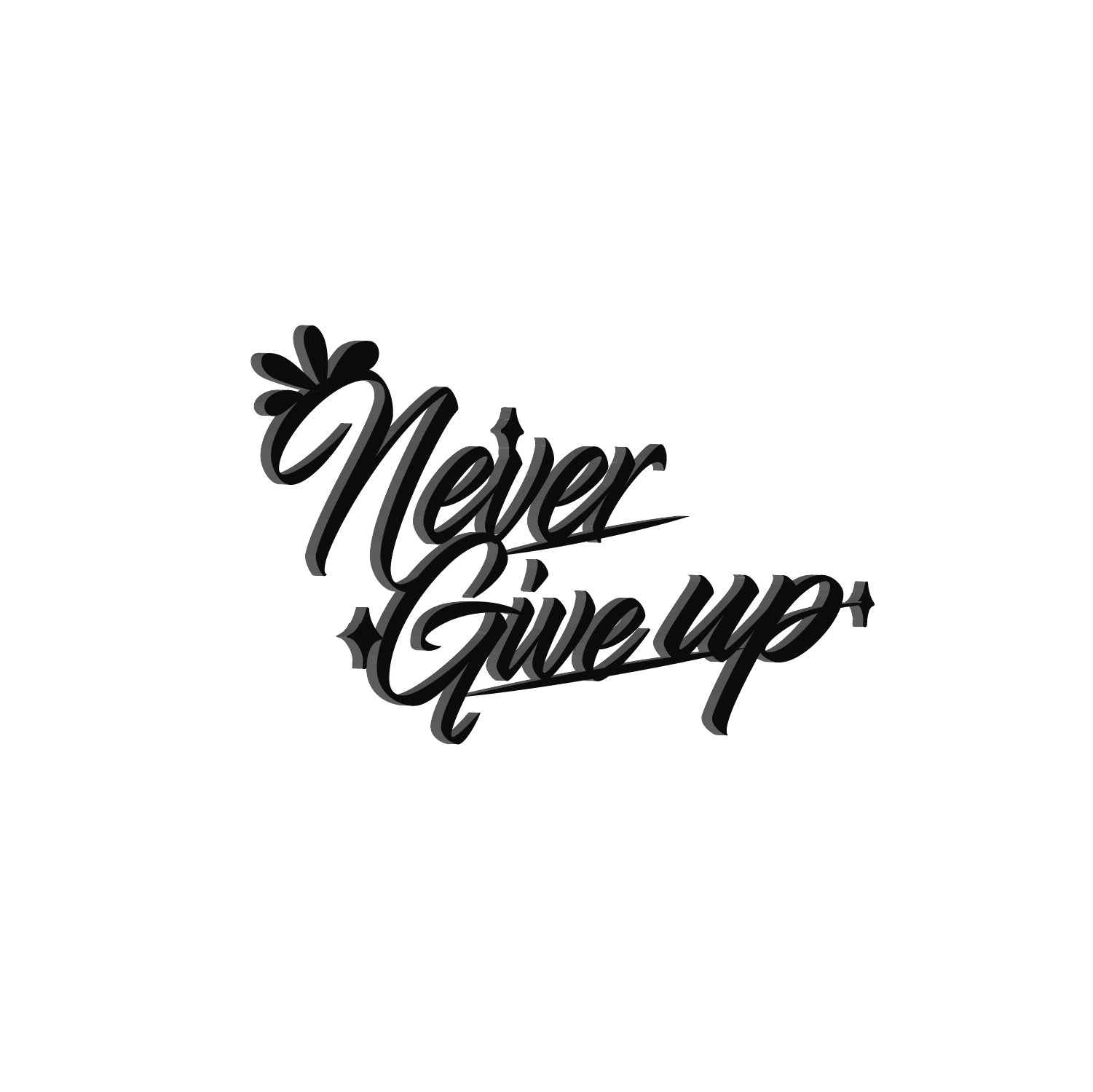 Never Give Up Black Engineered Wood Wall Art Cutout, Ready To Hang Home Decor 1