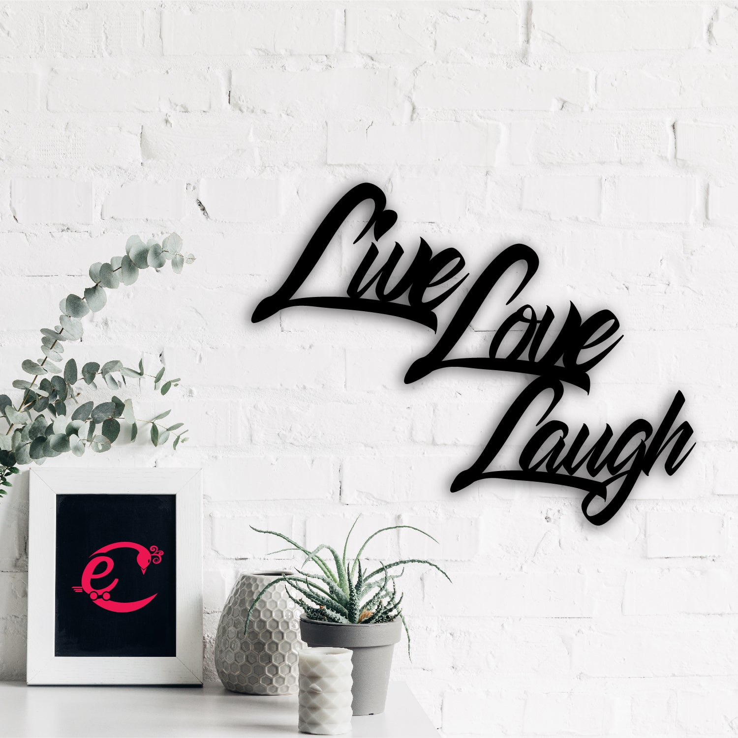 "Live Love Laugh" Black MDF Engineered Wooden Wall Art/Hanging Cutout for Home Decor 3