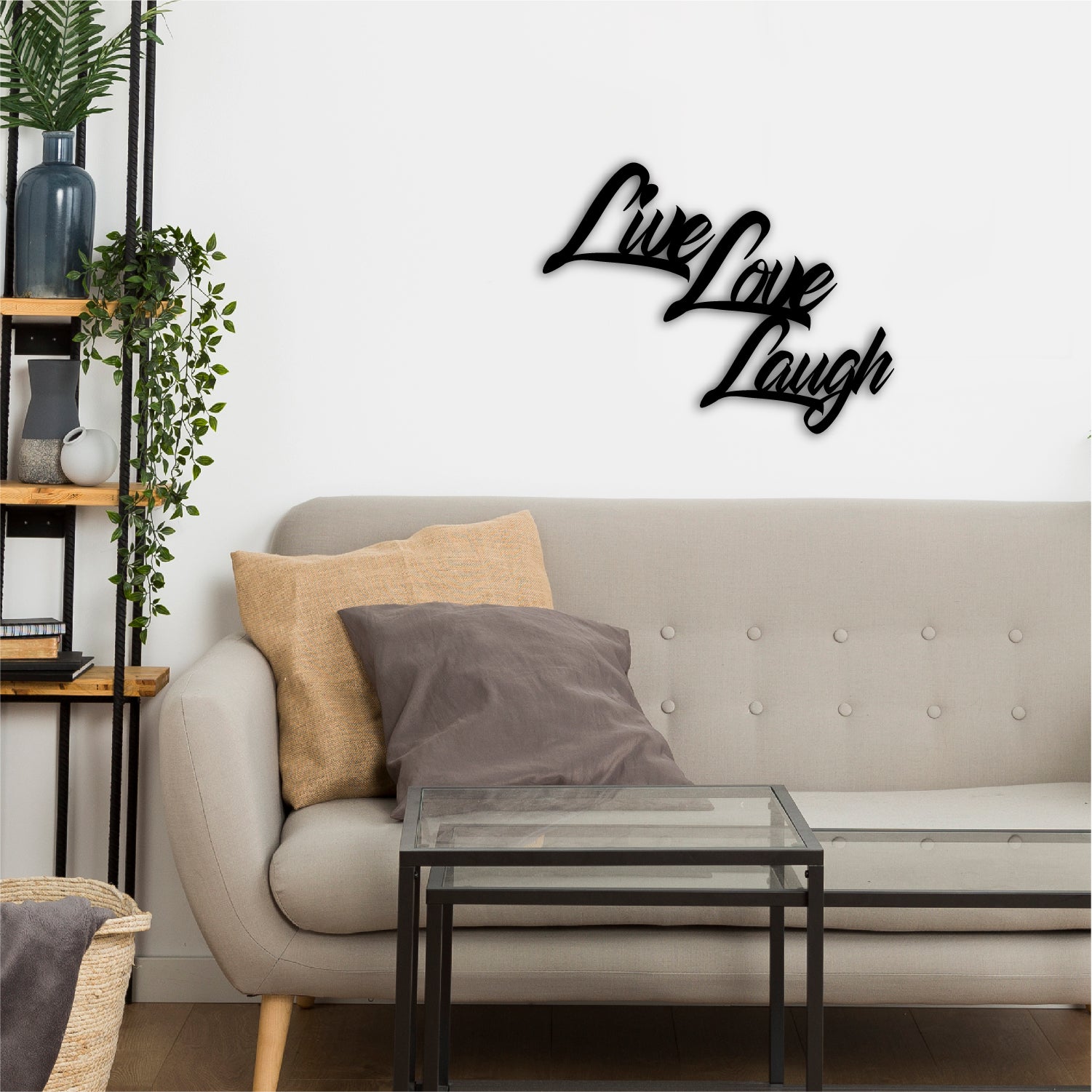 "Live Love Laugh" Black MDF Engineered Wooden Wall Art/Hanging Cutout for Home Decor 4