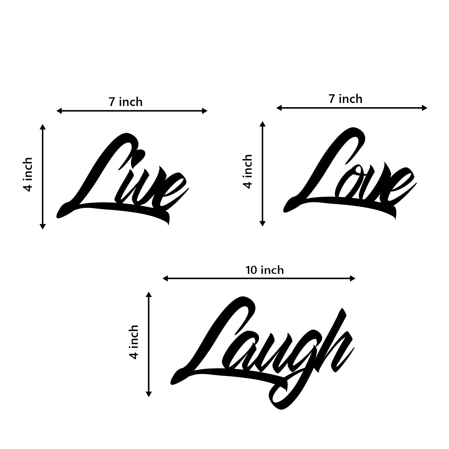 "Live Love Laugh" Black MDF Engineered Wooden Wall Art/Hanging Cutout for Home Decor 2
