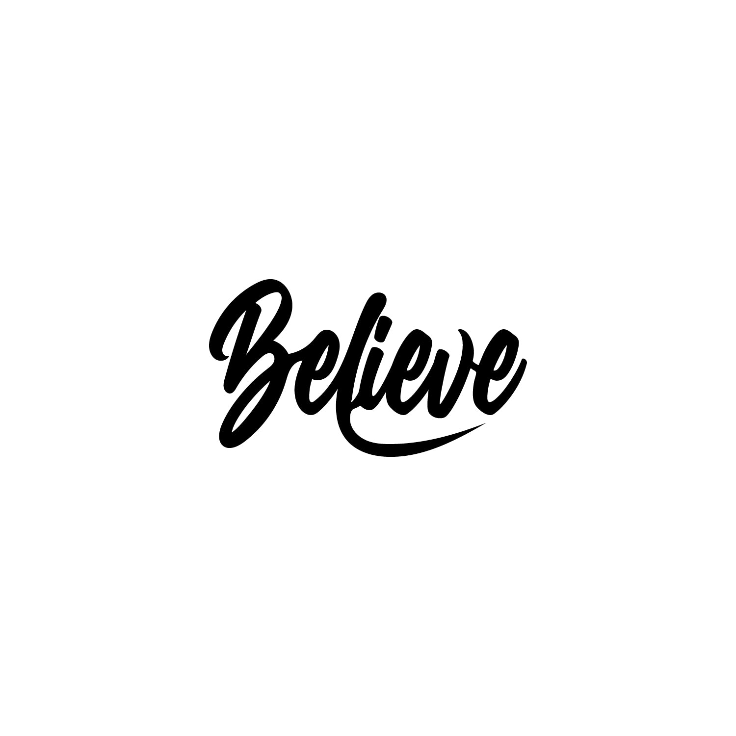 "Believe" Black Engineered Wood Wall Art Cutout, Ready to Hang Home Decor