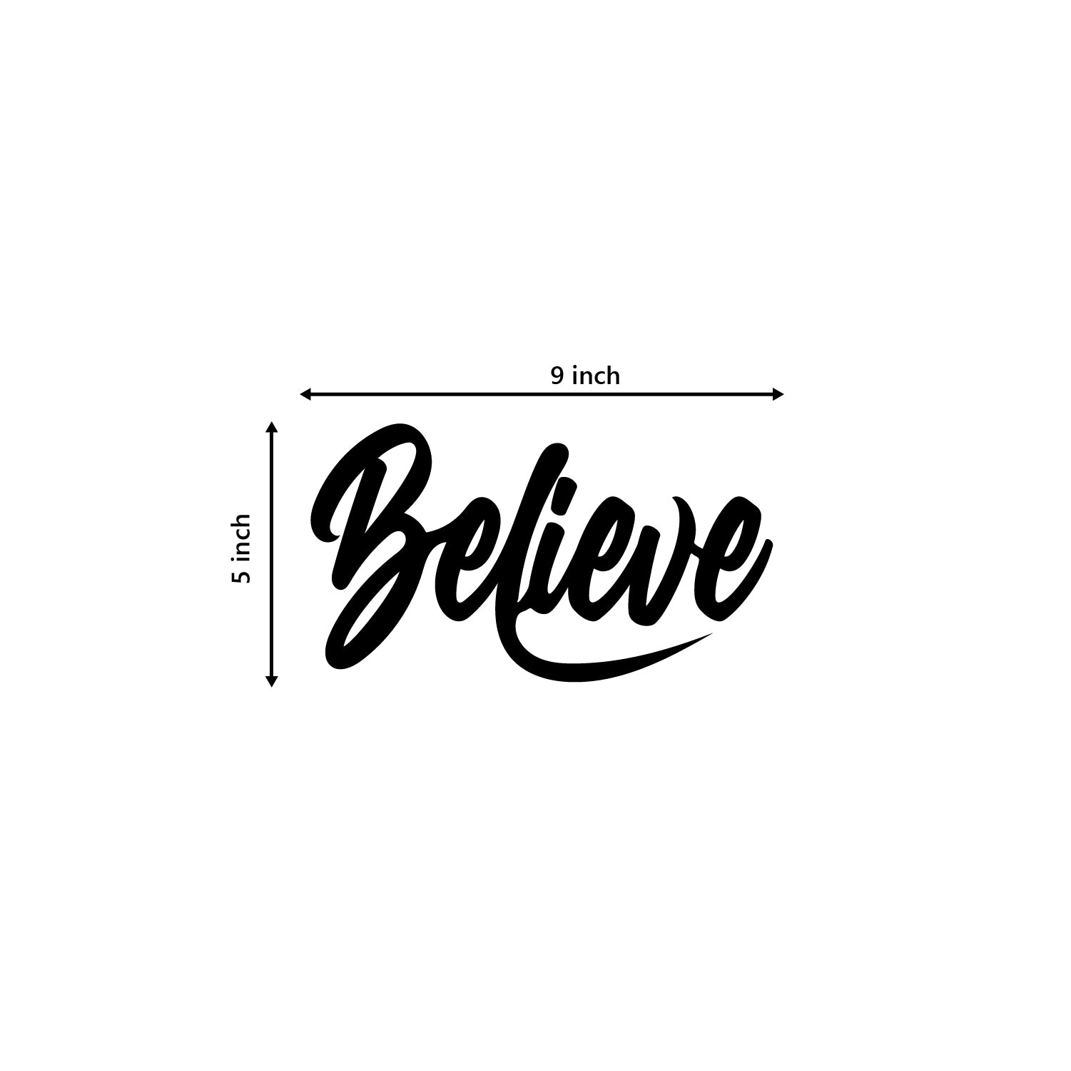 "Believe" Black Engineered Wood Wall Art Cutout, Ready to Hang Home Decor 2