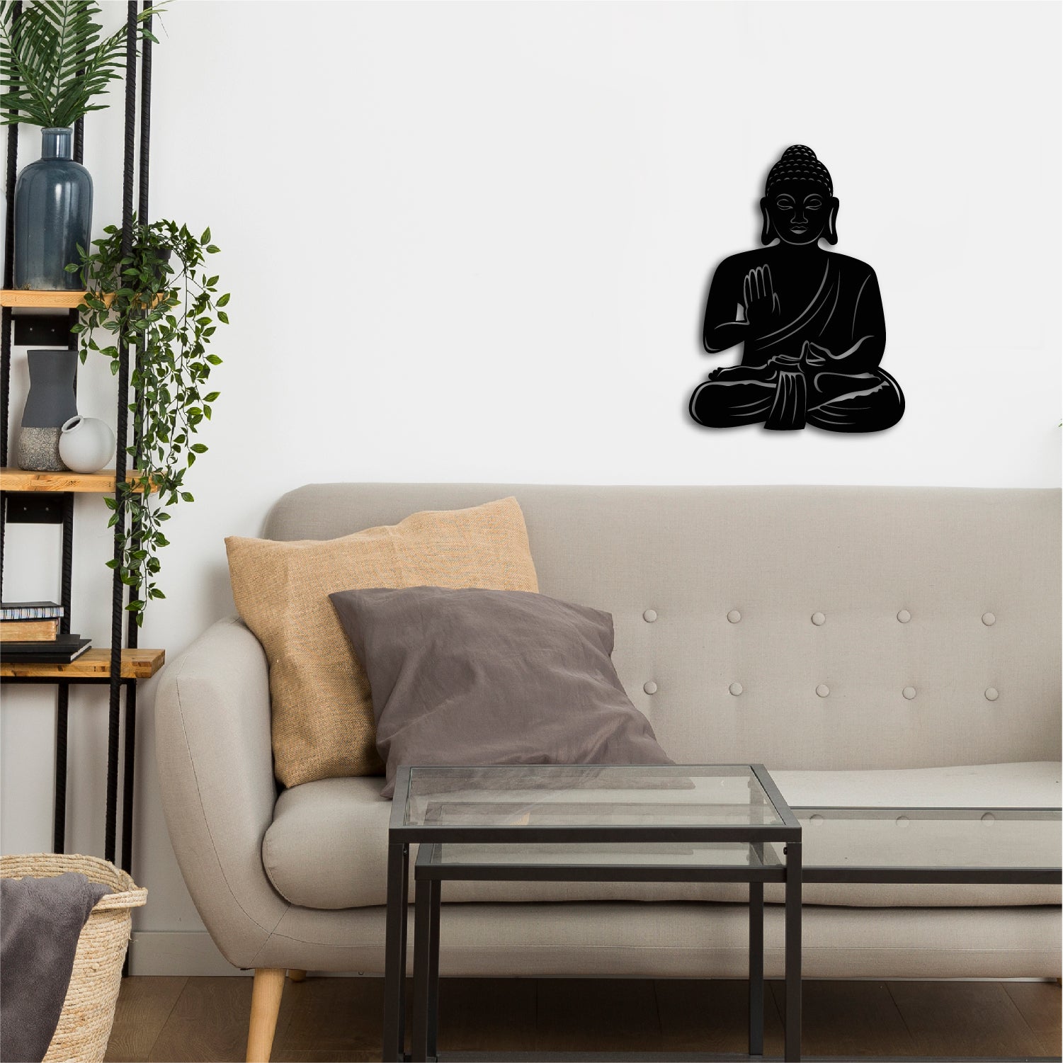 "Buddha" Black Engineered Wood Wall Art Cutout, Ready to Hang Home Decor 4
