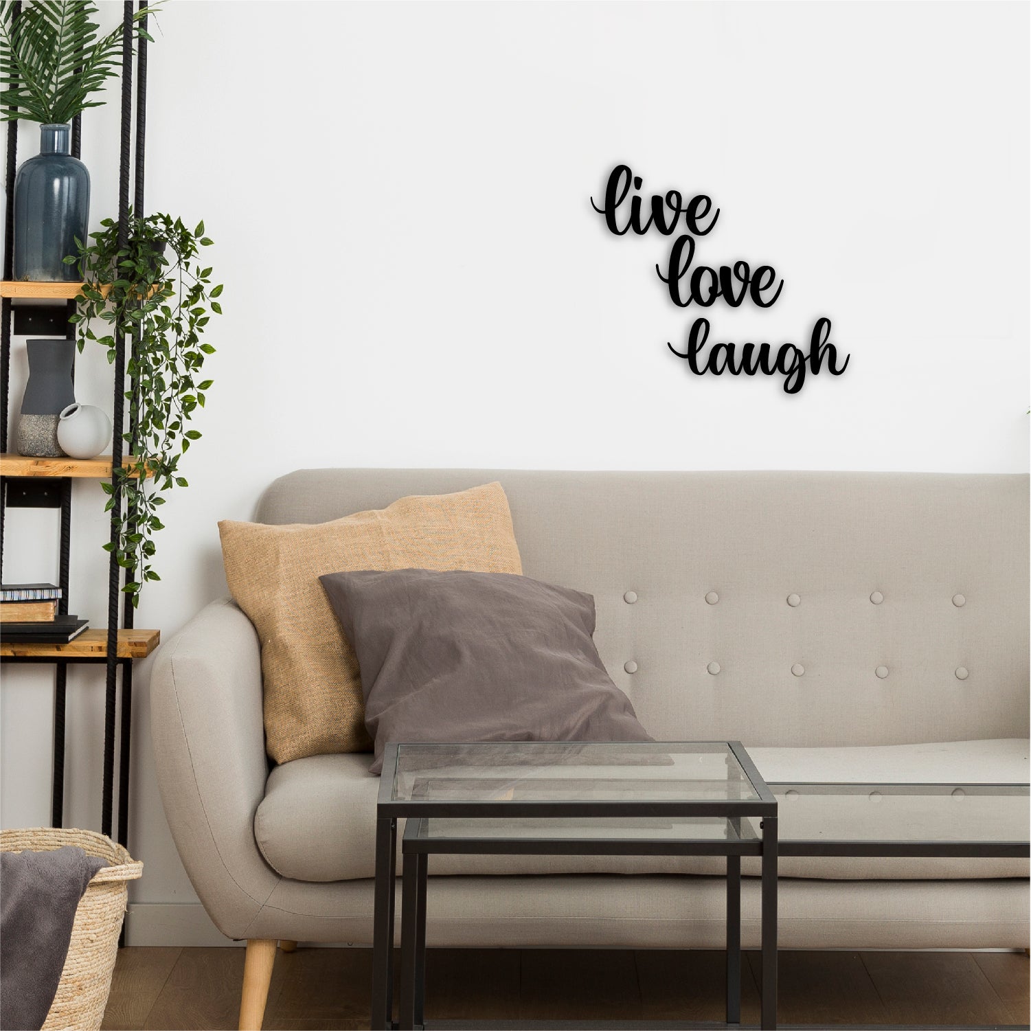 "Live Love Laugh" Black MDF Engineered Wooden Wall Art/Hanging Cutout for Home Decor 1