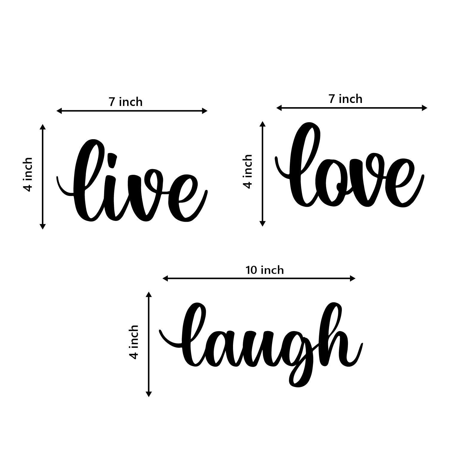 "Live Love Laugh" Black MDF Engineered Wooden Wall Art/Hanging Cutout for Home Decor 3