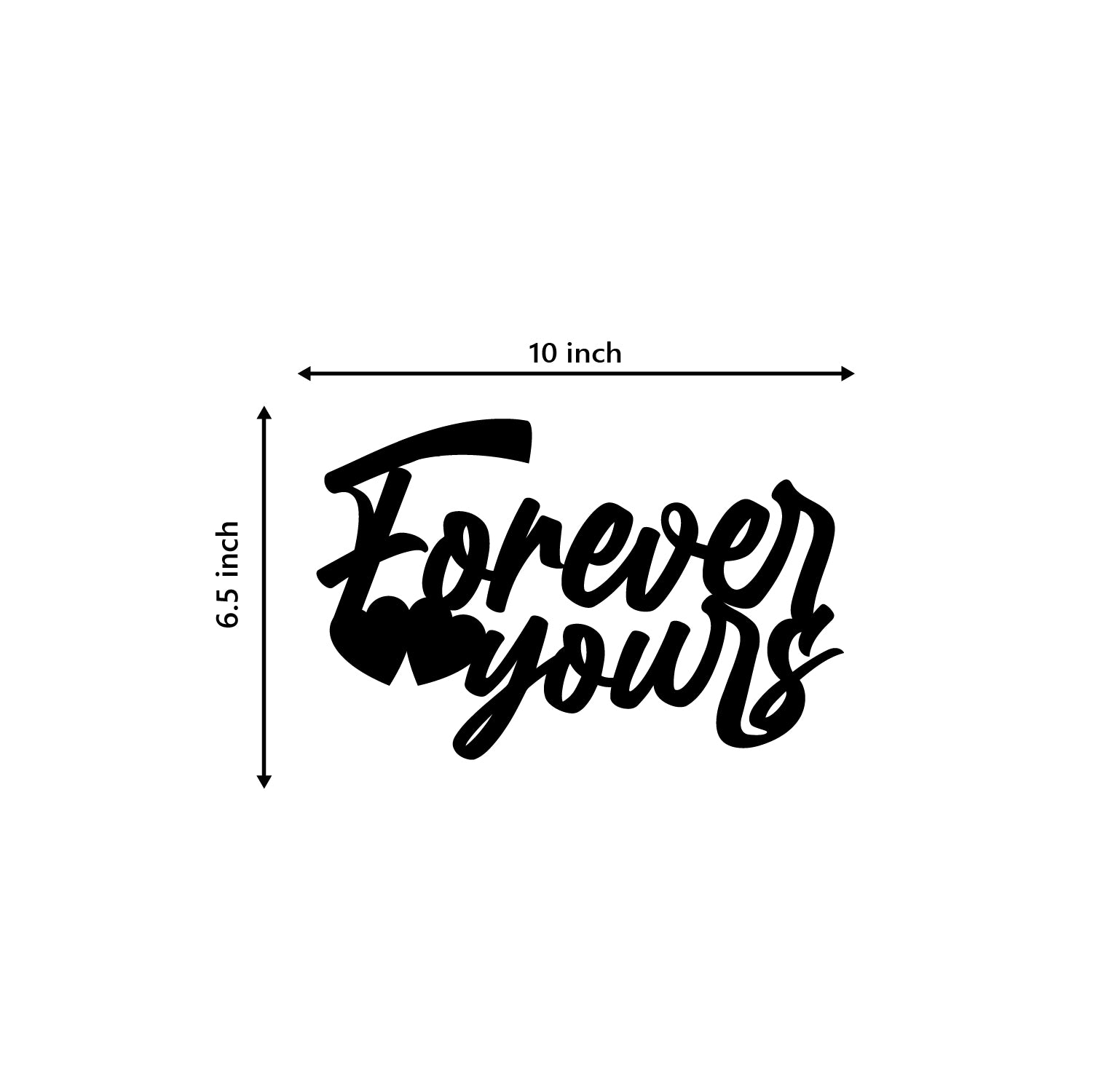 "Forever Yours" Love Theme Black Engineered Wood Wall Art Cutout, Ready to Hang Home Decor 3