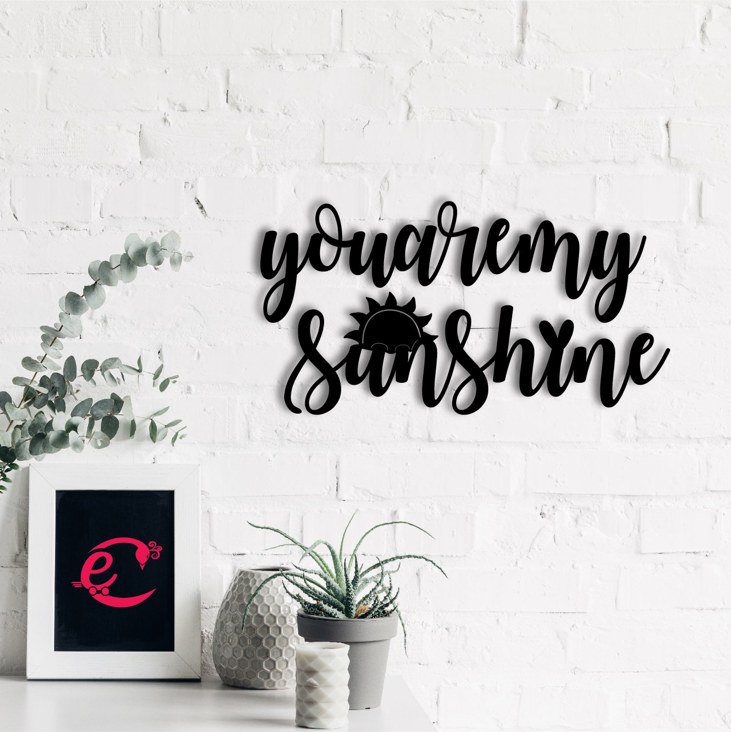 "You Are My Sunshine" Black Engineered Wood Wall Art Cutout, Ready to Hang Home Decor