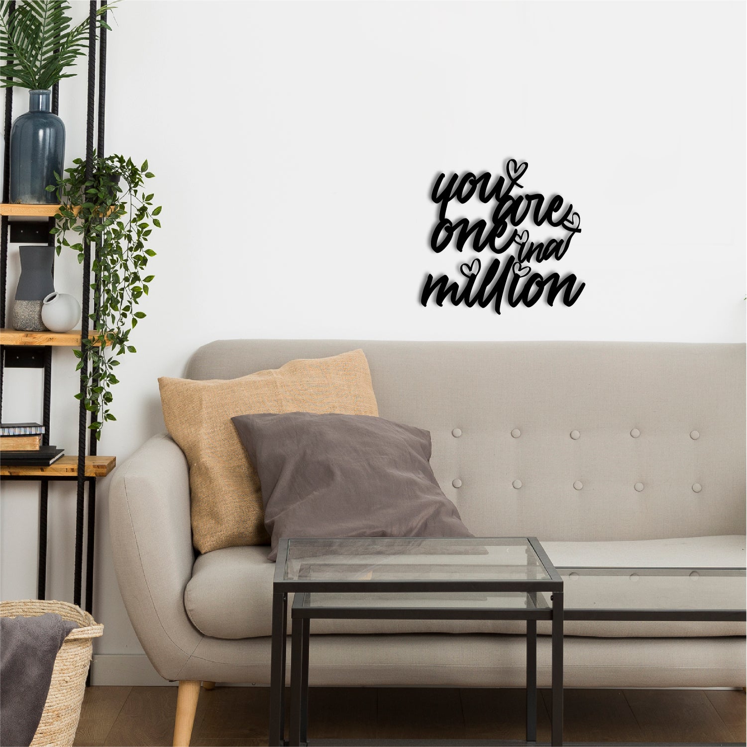 "You Are One In A Million" Love Theme Black Engineered Wood Wall Art Cutout, Ready to Hang Home Decor 1