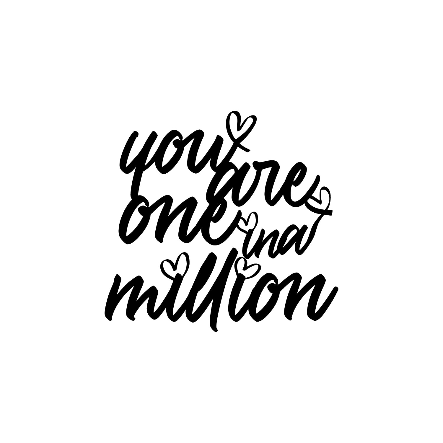 "You Are One In A Million" Love Theme Black Engineered Wood Wall Art Cutout, Ready to Hang Home Decor 2