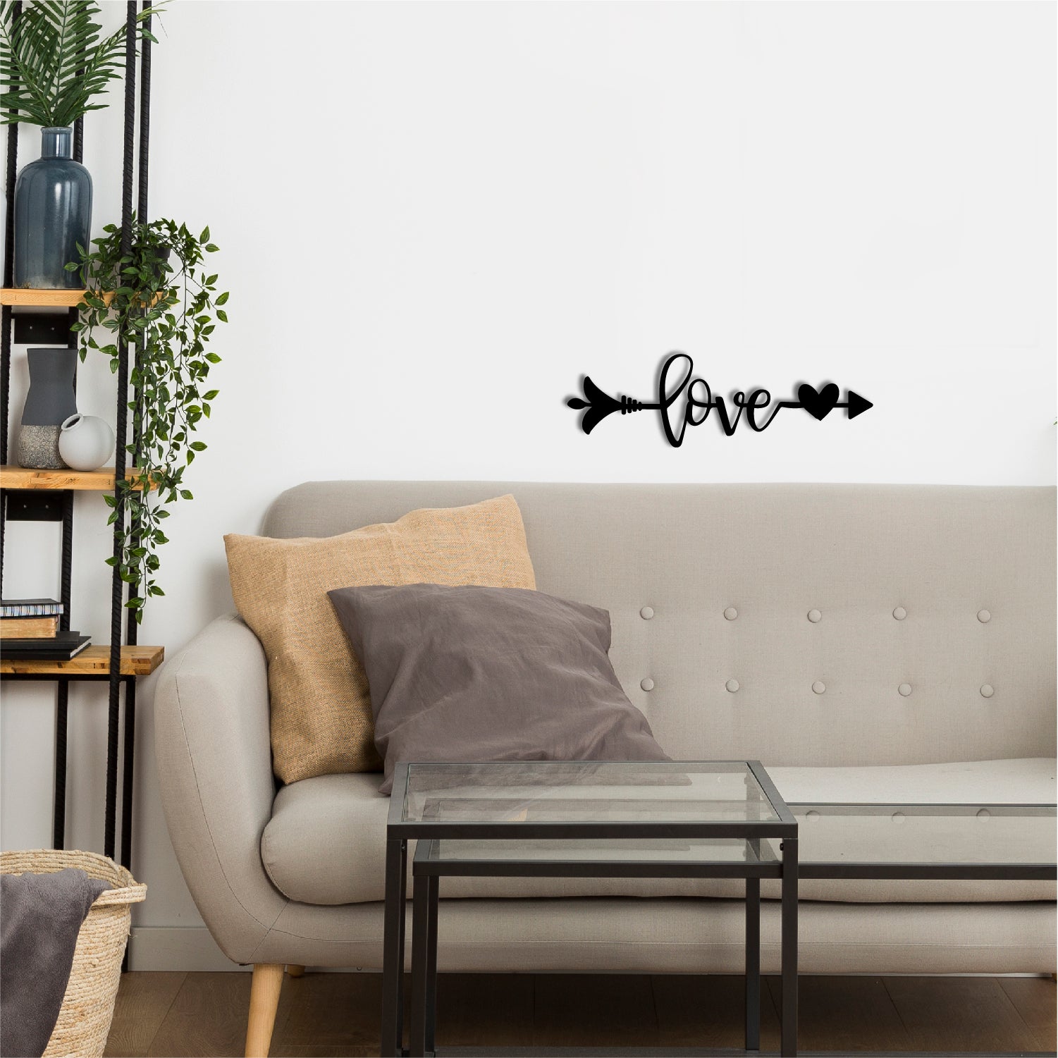 Love Arrow Through Heart Valentine Theme Black Engineered Wood Wall Art Cutout, Ready To Hang Home Decor 1