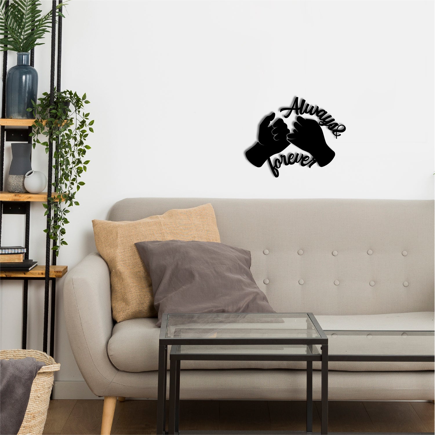 "Always & Forever" Love Theme Black Engineered Wood Wall Art Cutout, Ready to Hang Home Decor 1