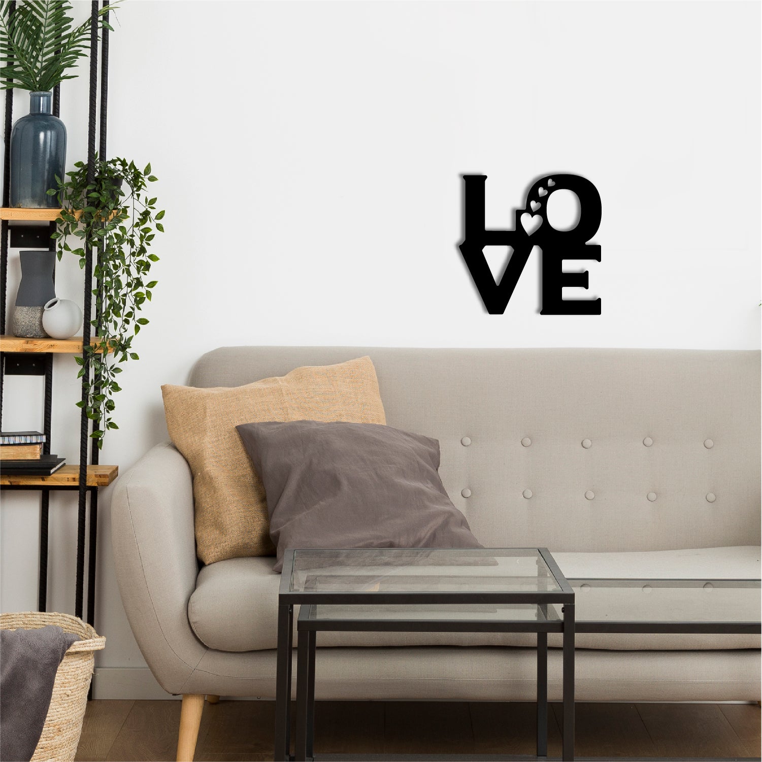 "Love with 4 Hearts" Valentine Theme Black Engineered Wood Wall Art Cutout, Ready to Hang Home Decor 1