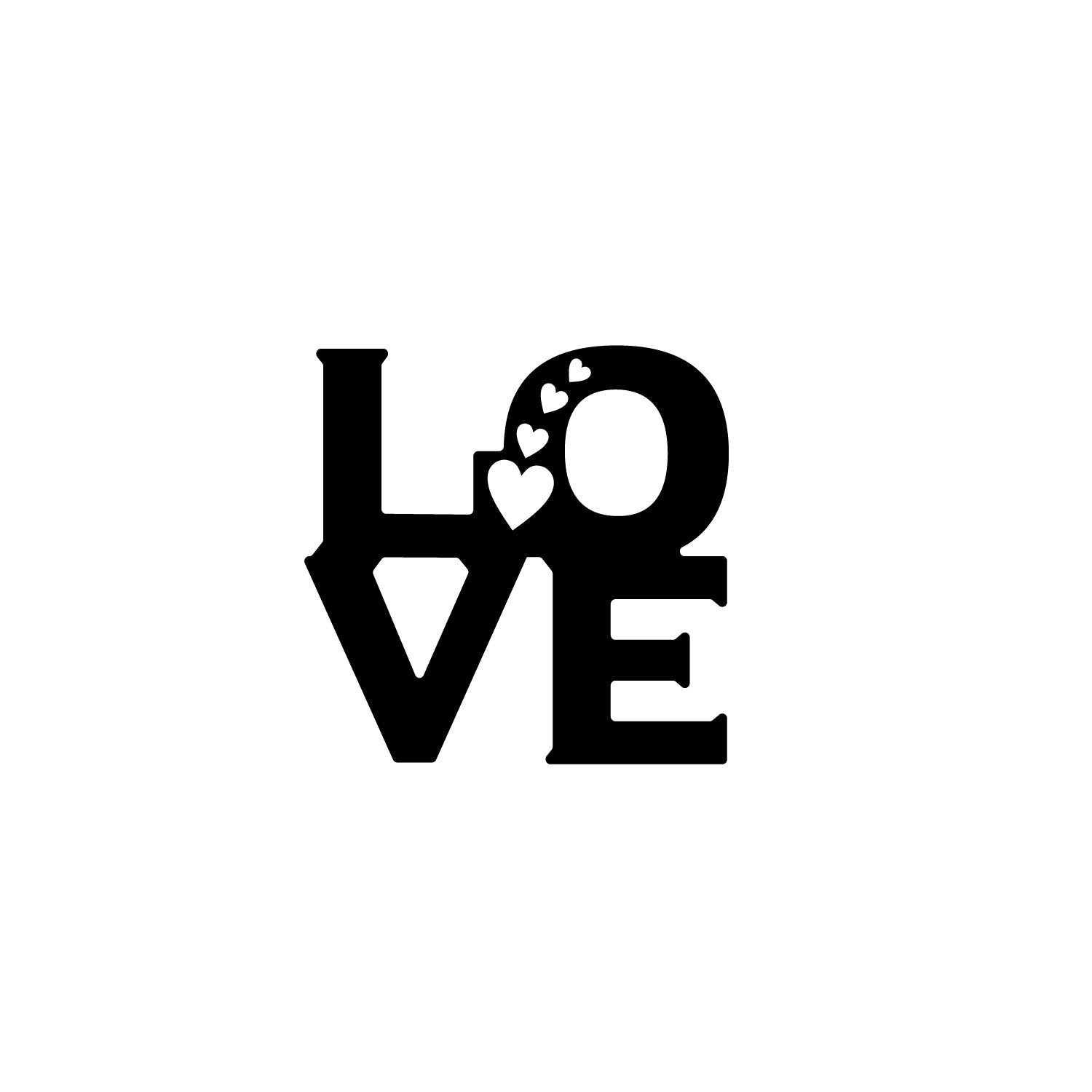 "Love with 4 Hearts" Valentine Theme Black Engineered Wood Wall Art Cutout, Ready to Hang Home Decor 2