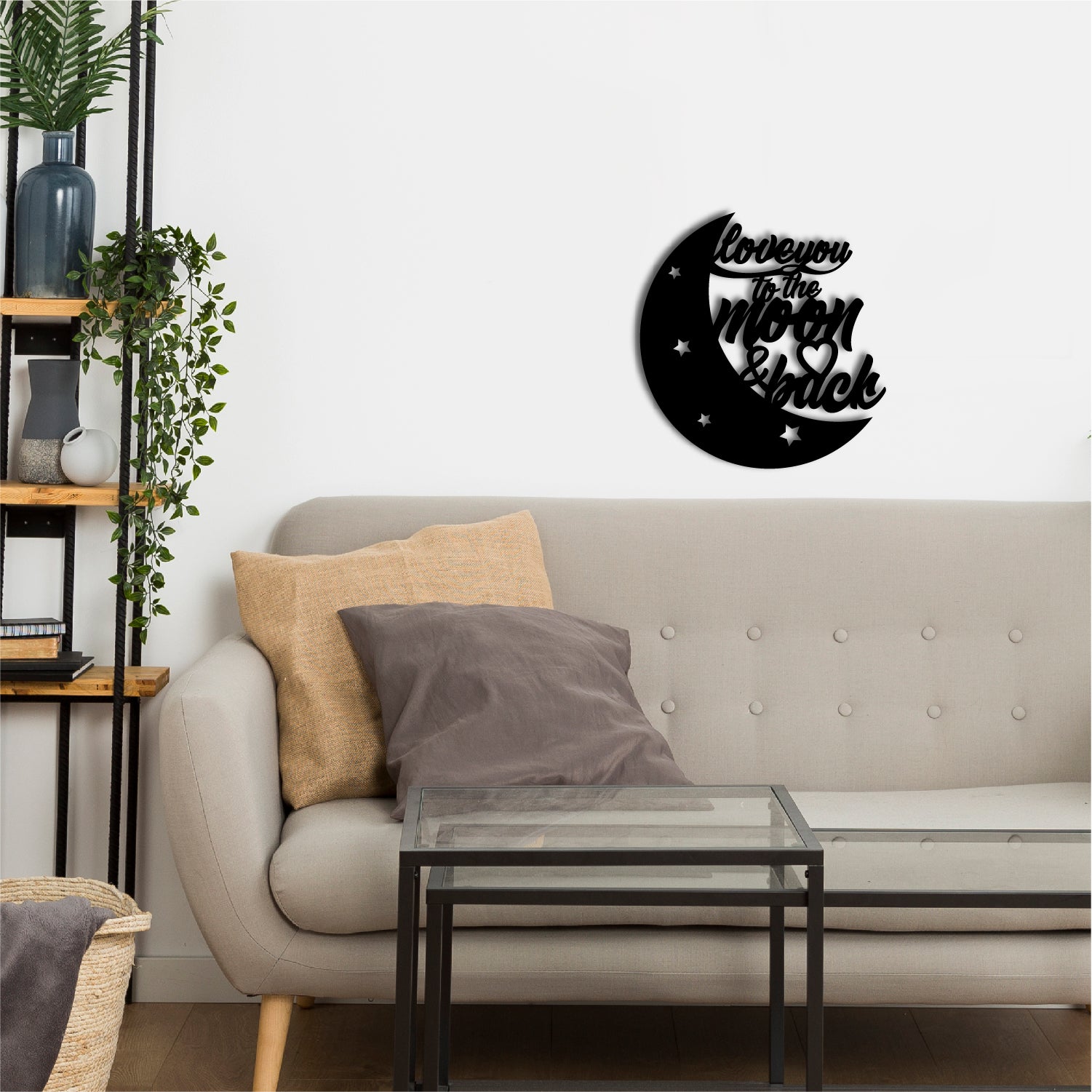 Love You To The Moon And Back Black Engineered Wood Wall Art Cutout, Ready To Hang Home Decor 1