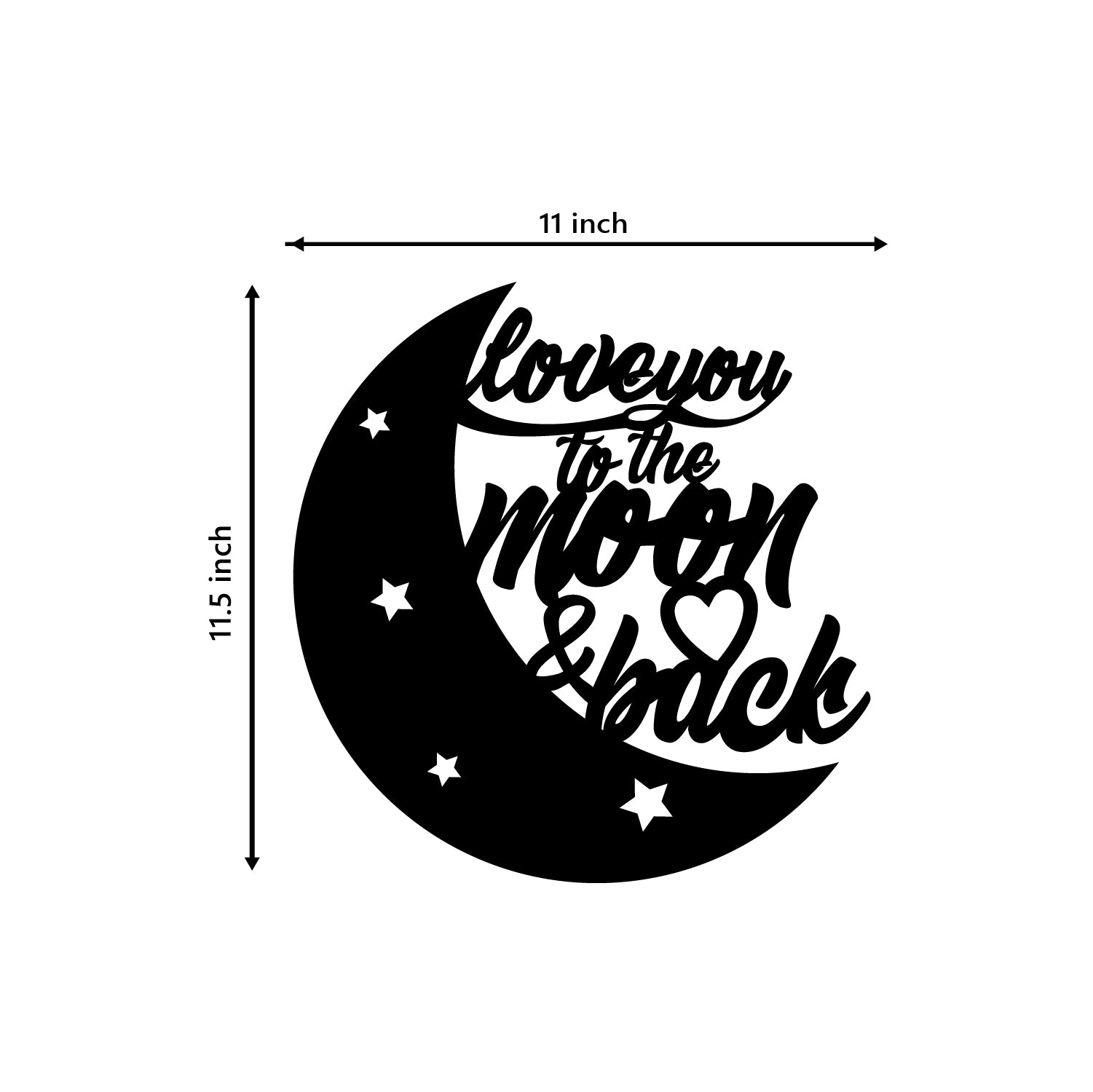 Love You To The Moon And Back Black Engineered Wood Wall Art Cutout, Ready To Hang Home Decor 3